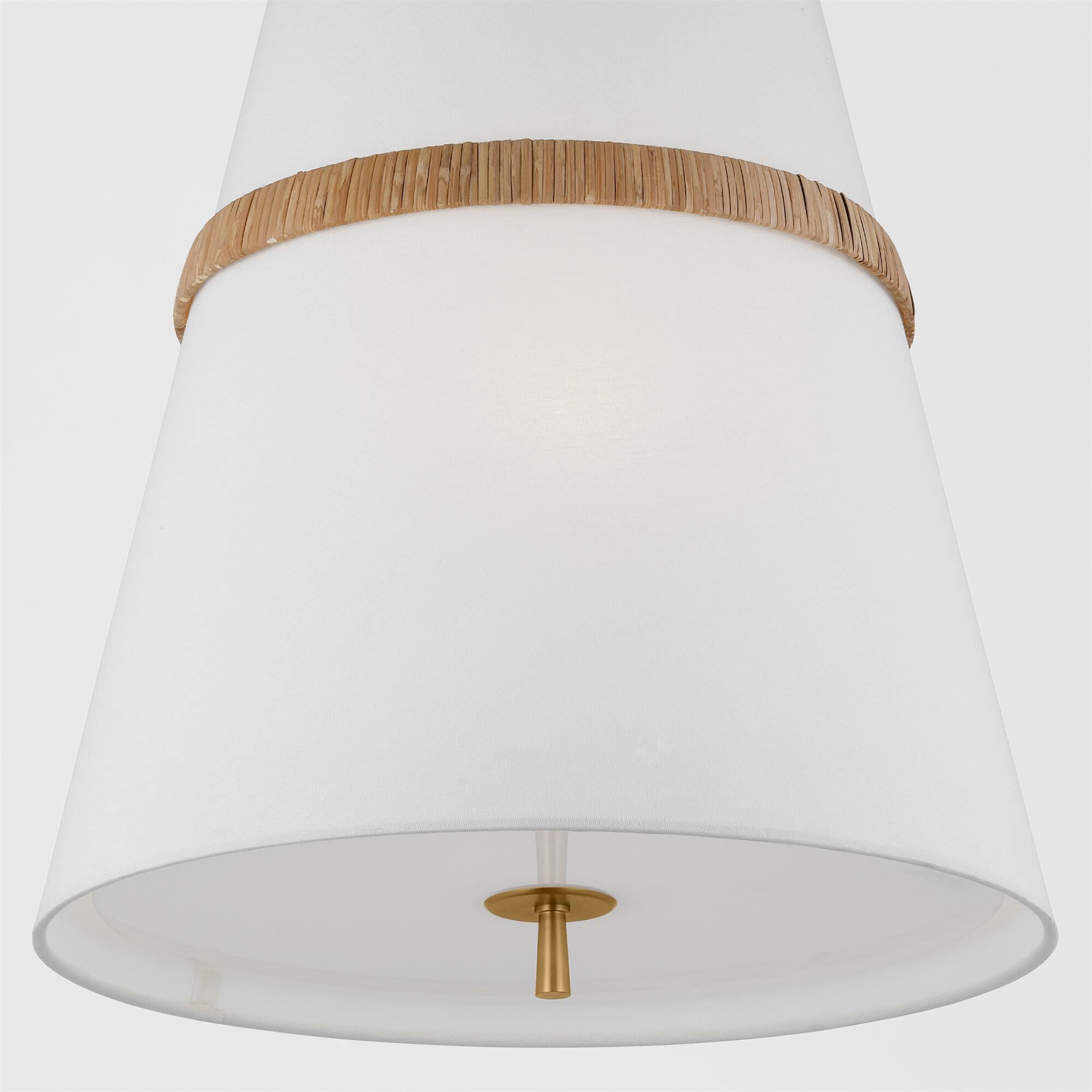 Shown in Rattan finish and White Linen shade