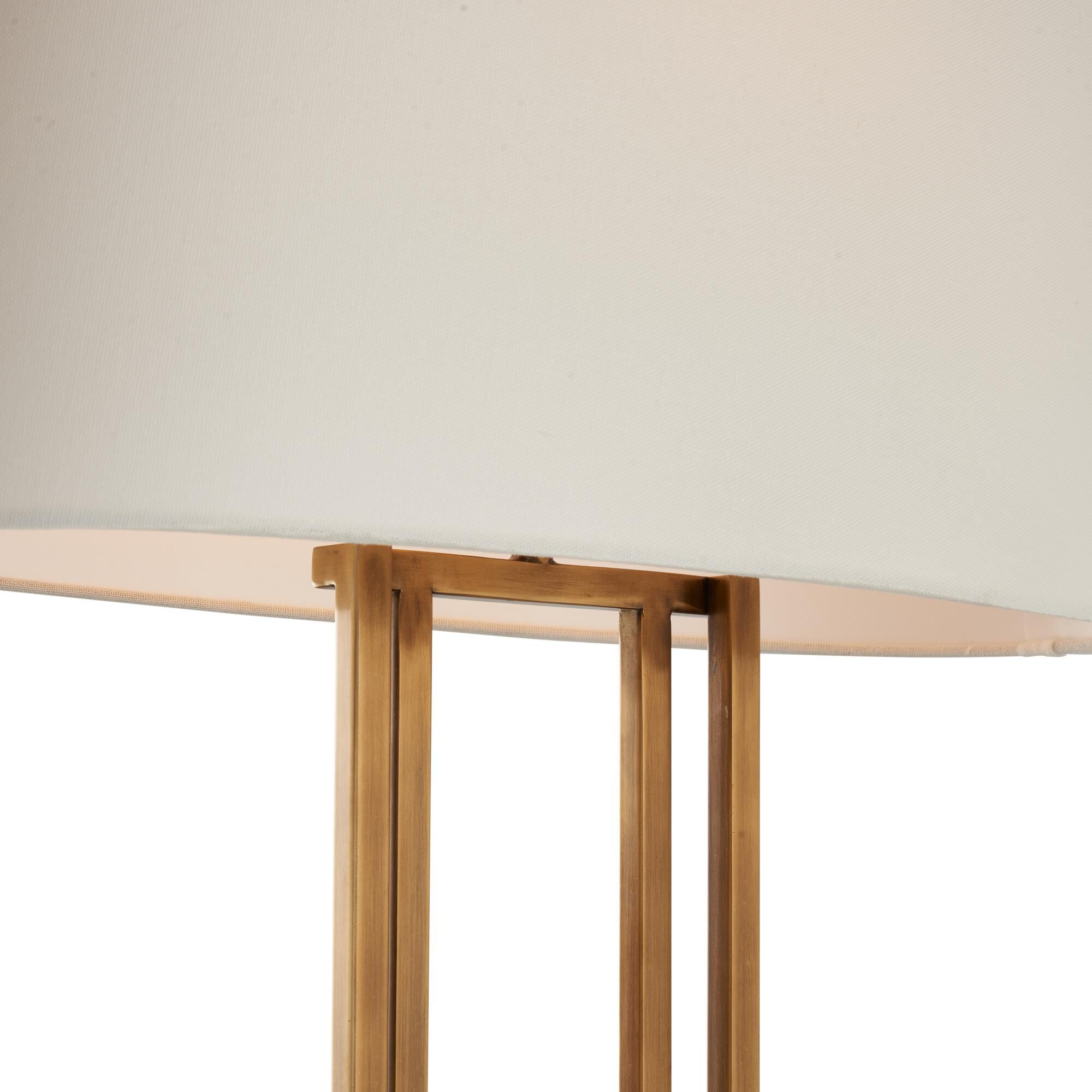 Shown in Gold finish and Linen shade