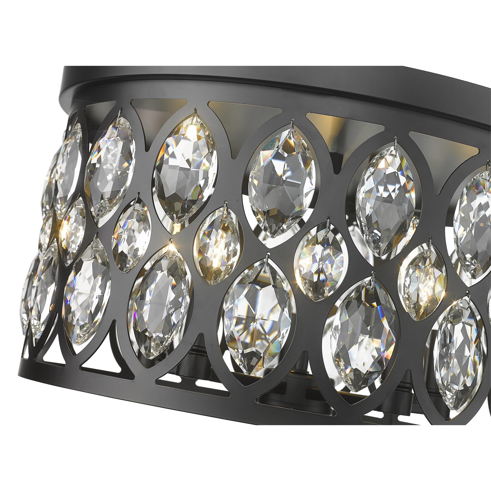 Shown in Matte Black finish and Clear Crystal glass