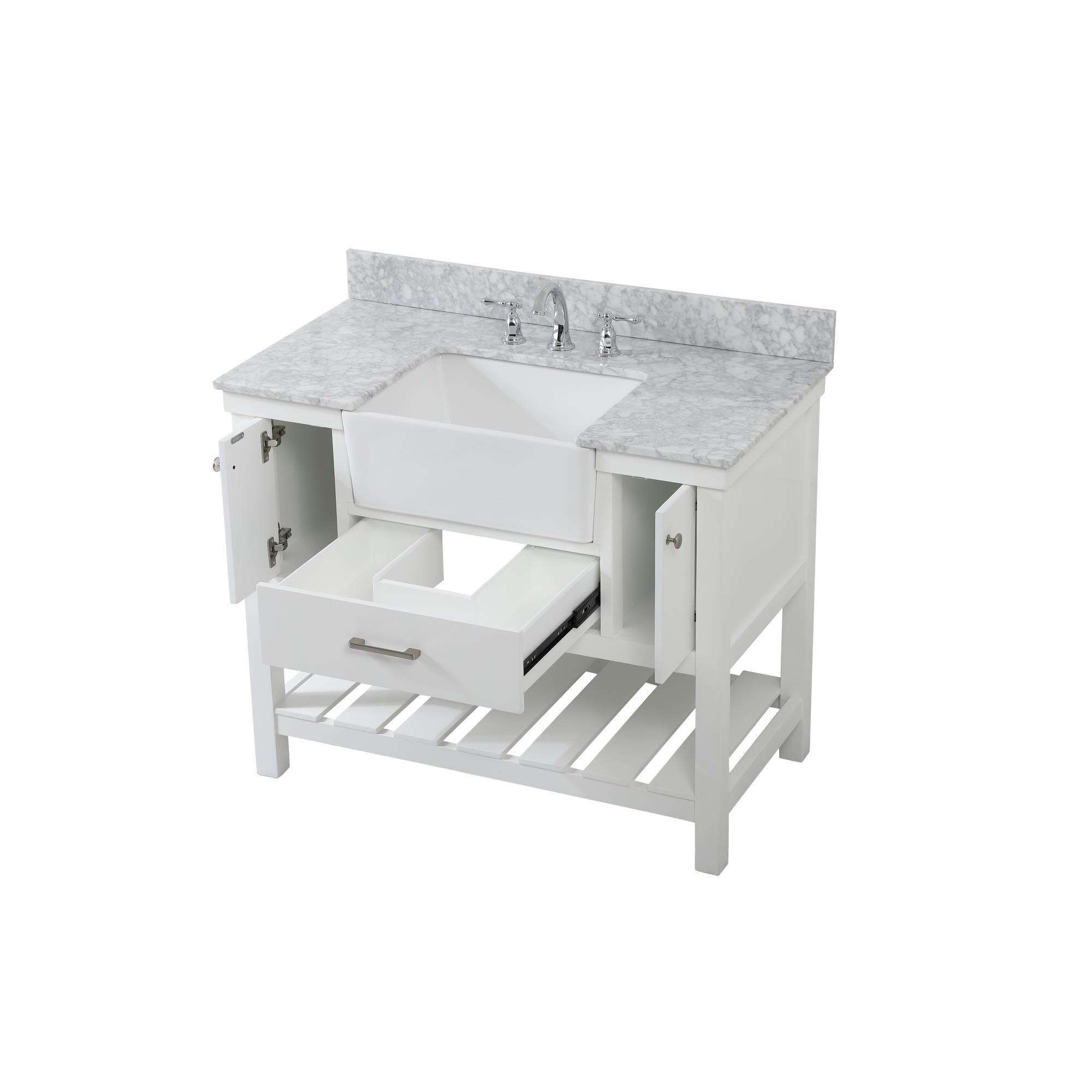 Shown in White finish and With Backsplash accent