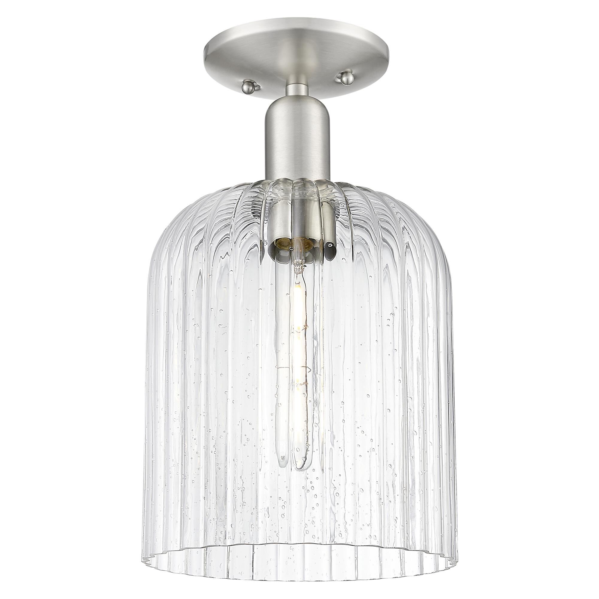 Shown in Brushed Satin Nickel finish and Seedy glass