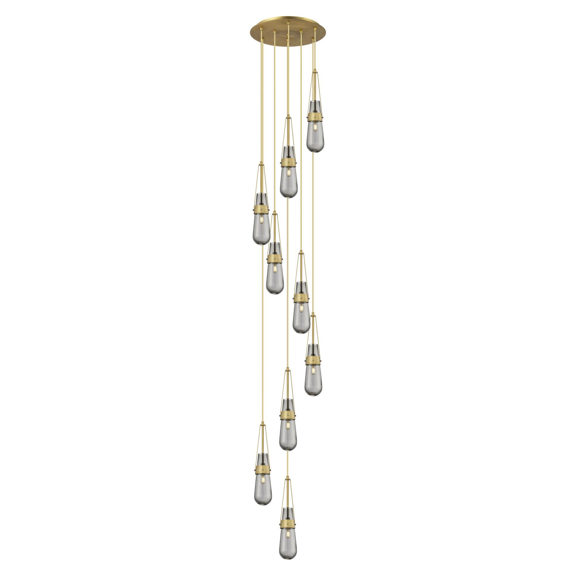 Shown in Brushed Brass finish and Light Smoke glass and Light Smoke Glass shade