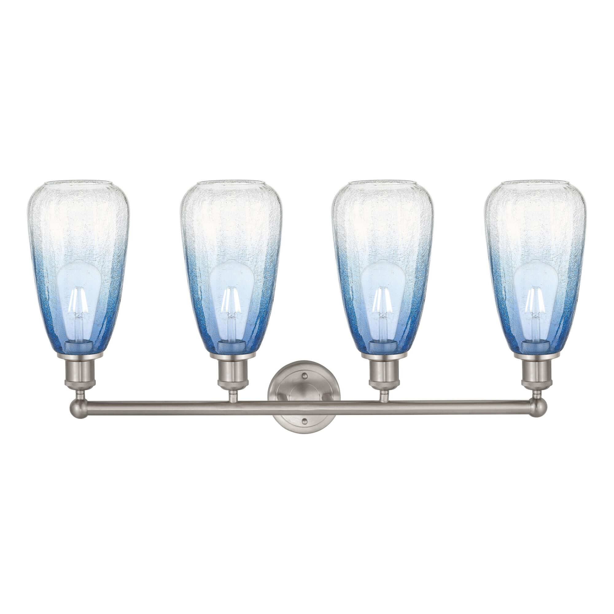 Shown in Brushed Satin Nickel finish and Sapphire Blue glass