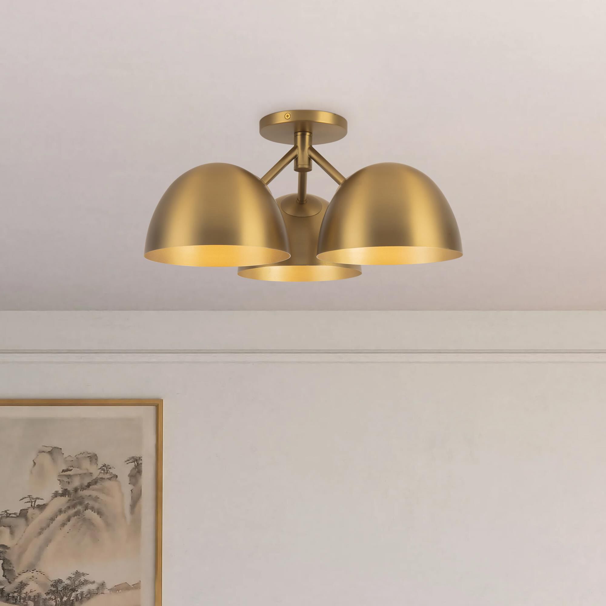 Shown in Brushed Gold finish and Steel shade