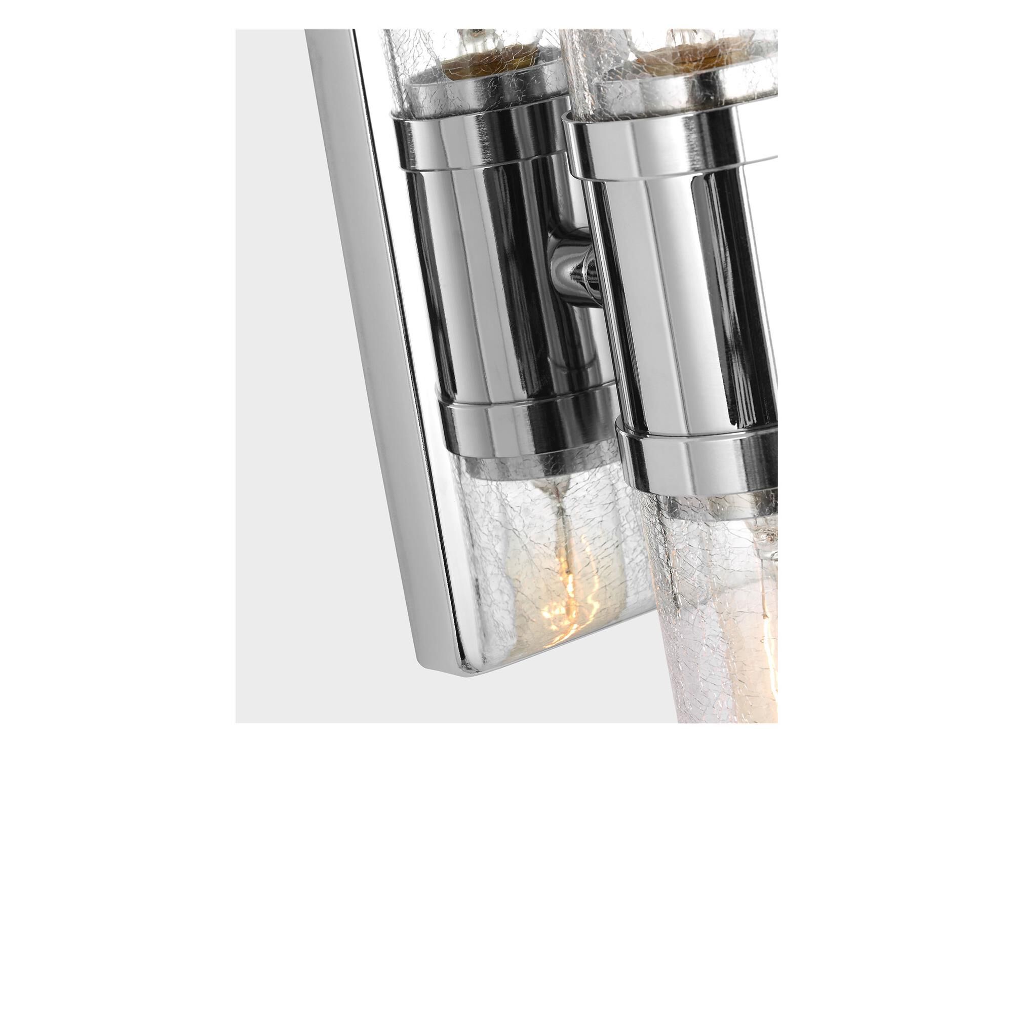Shown in Chrome finish and Crackle  glass