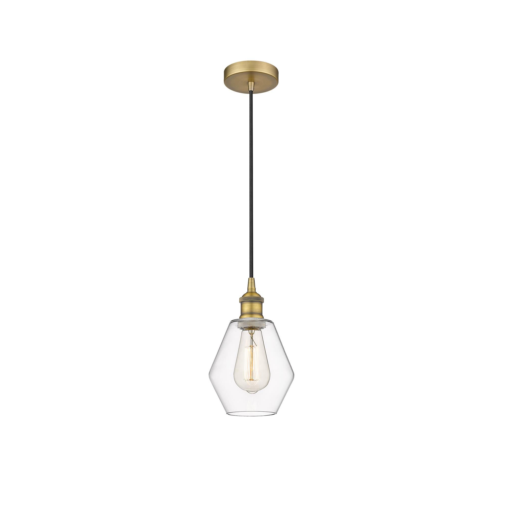 Shown in Brushed Brass finish and Clear glass