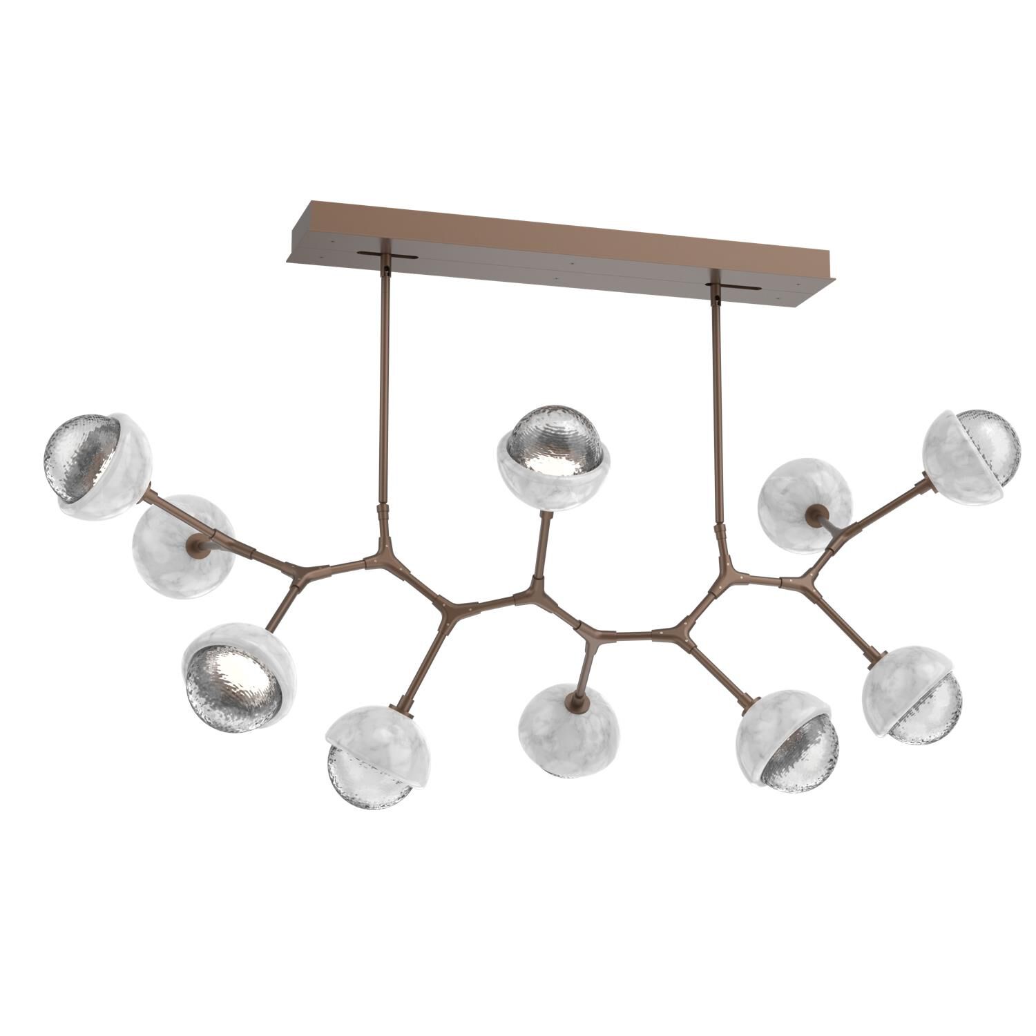 Shown in Burnished Bronze finish and Clear glass and White Marble accent