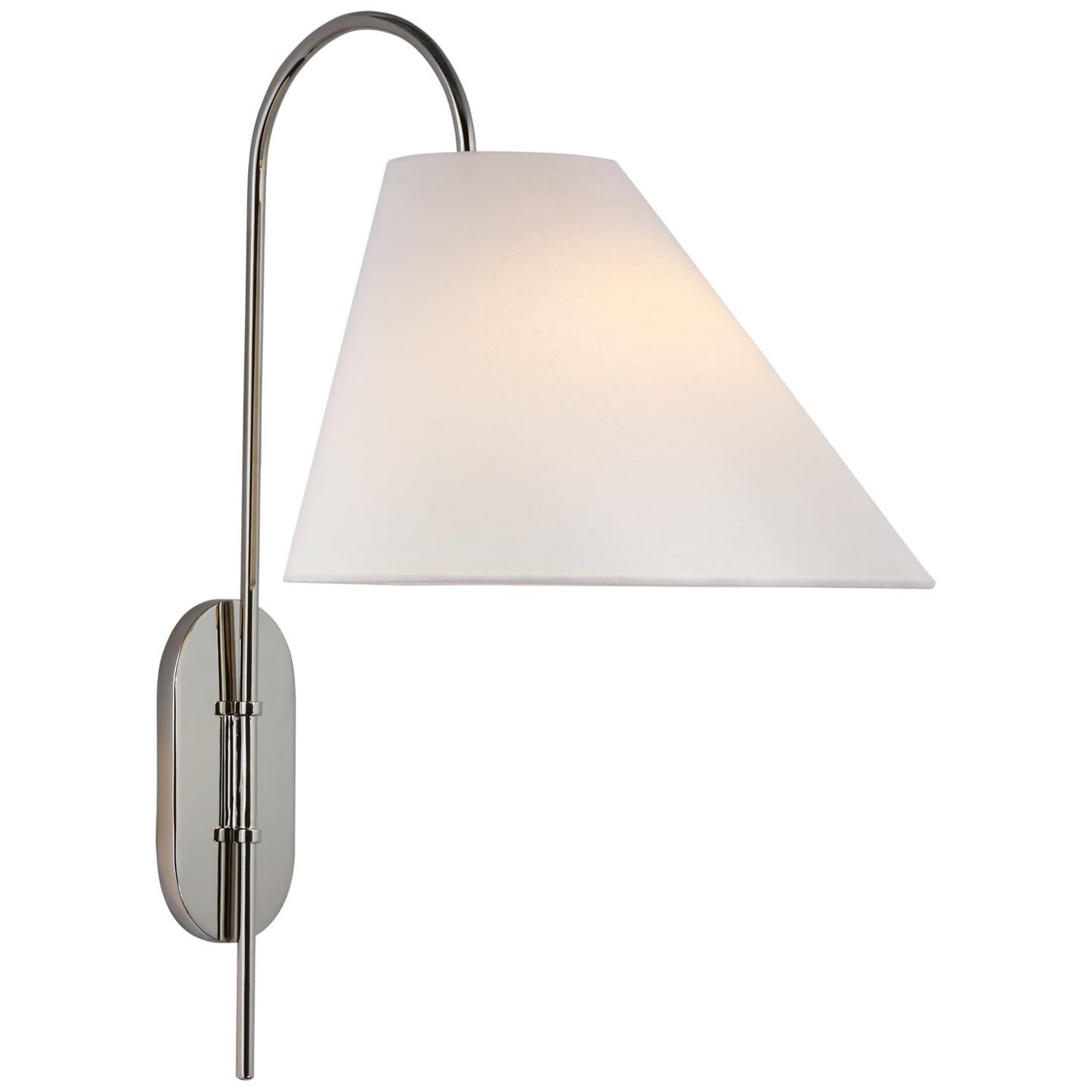 Shown in Polished Nickel finish and Linen shade