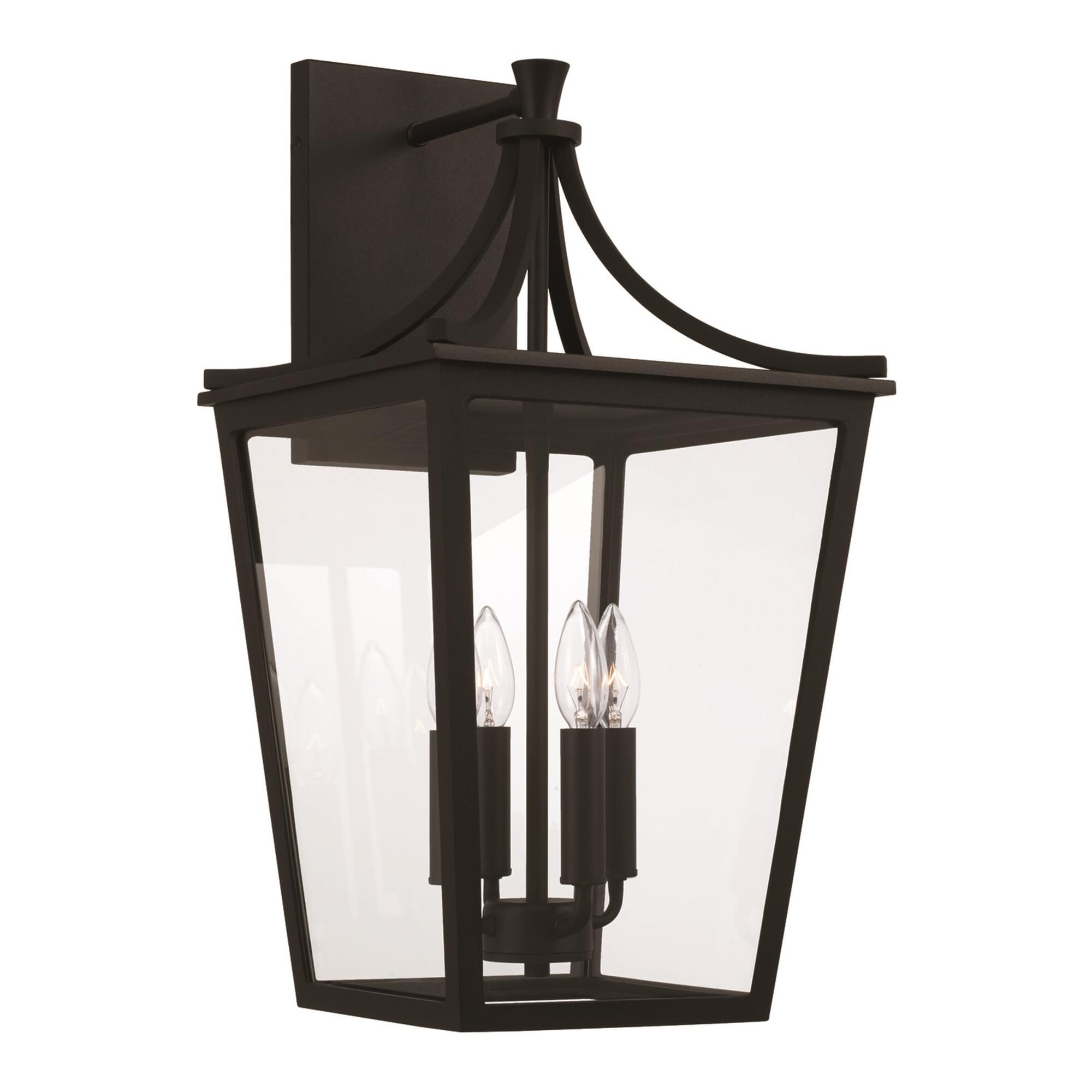 Shown in Black finish and Clear glass