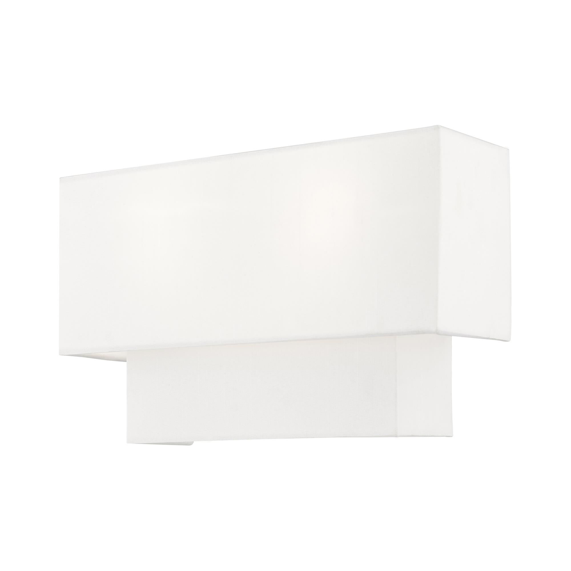 Shown in Brushed Nickel finish and Hand Crafted Off-White Fabric Outside & White Fabric Inside Hardback shade