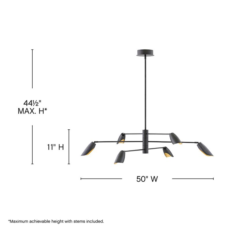 Bowery 50 Inch 6 Light LED Chandelier by Fredrick Ramond