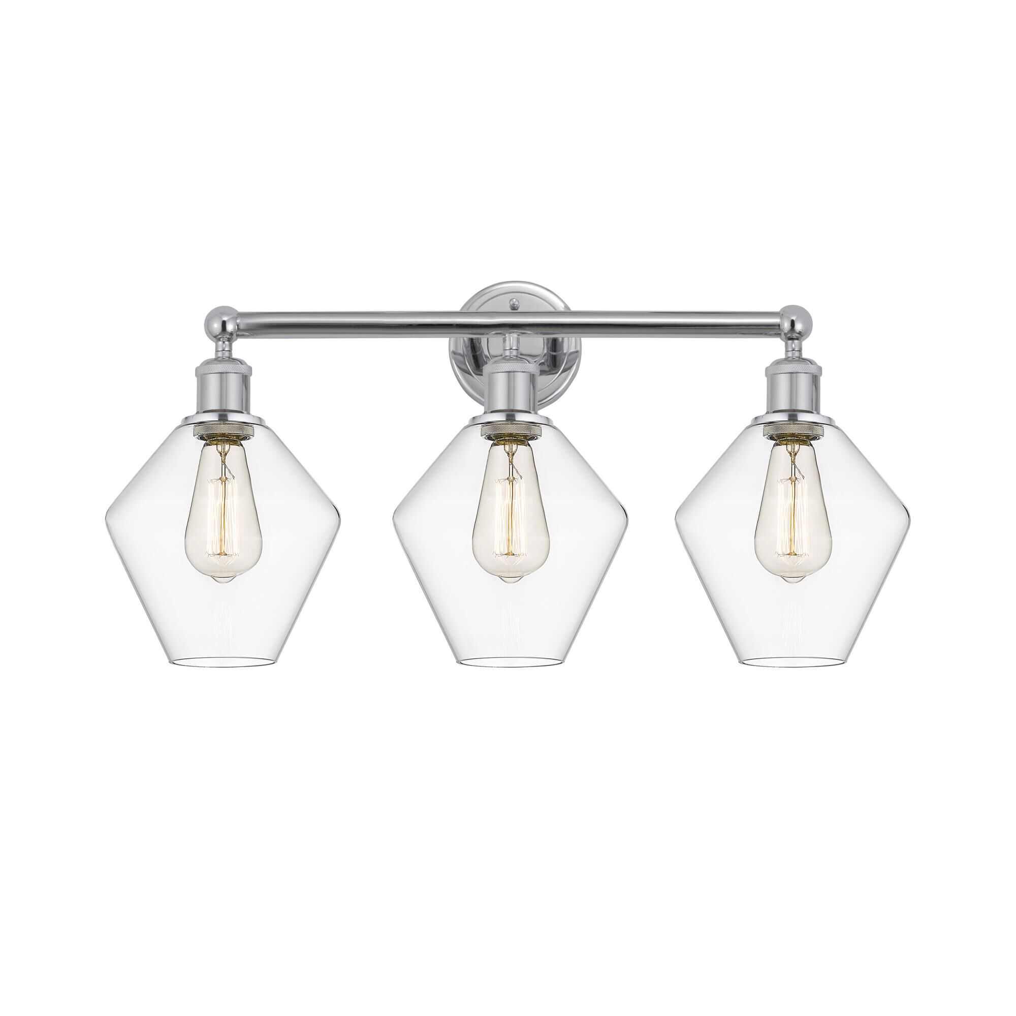 Shown in Polished Chrome finish and Clear glass