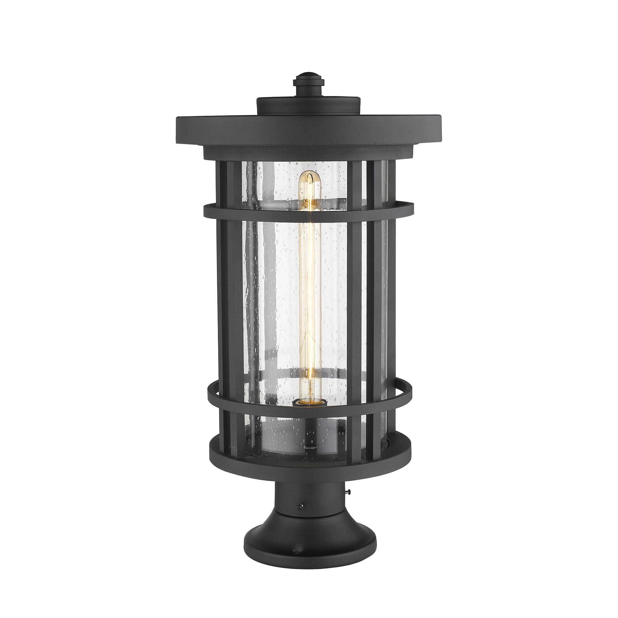 Shown in Black finish and Glass shade