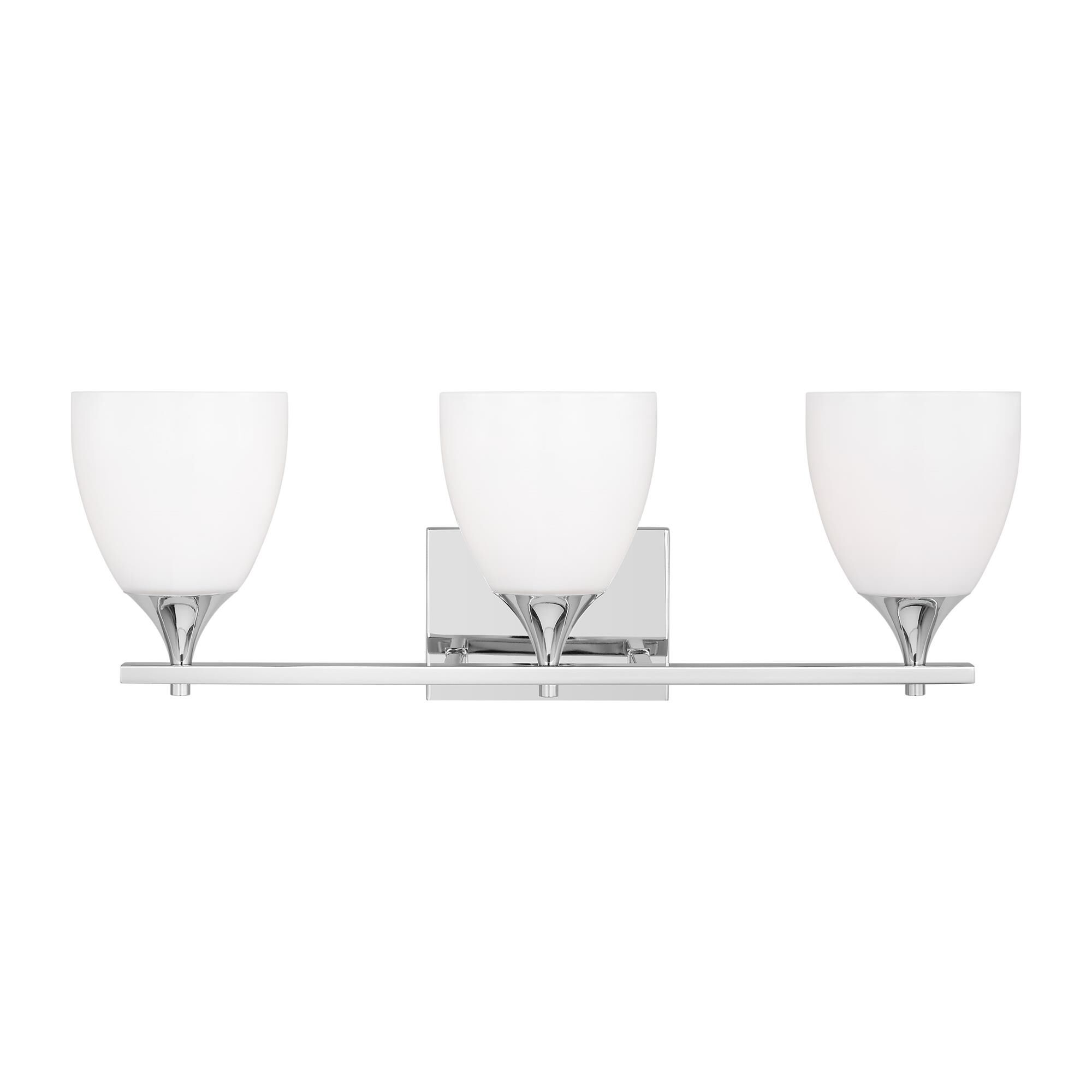 Shown in Chrome finish and Milk Glass s shade