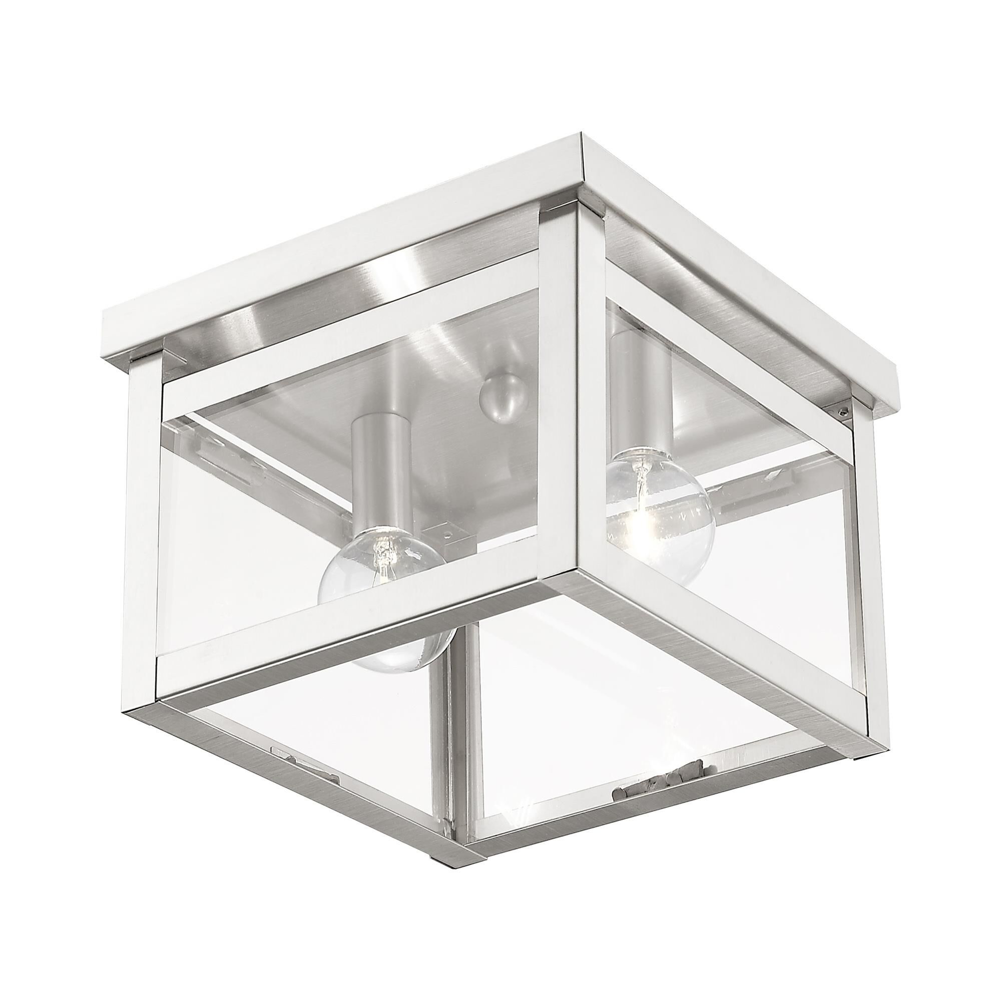 Shown in Brushed Nickel finish and Clear glass