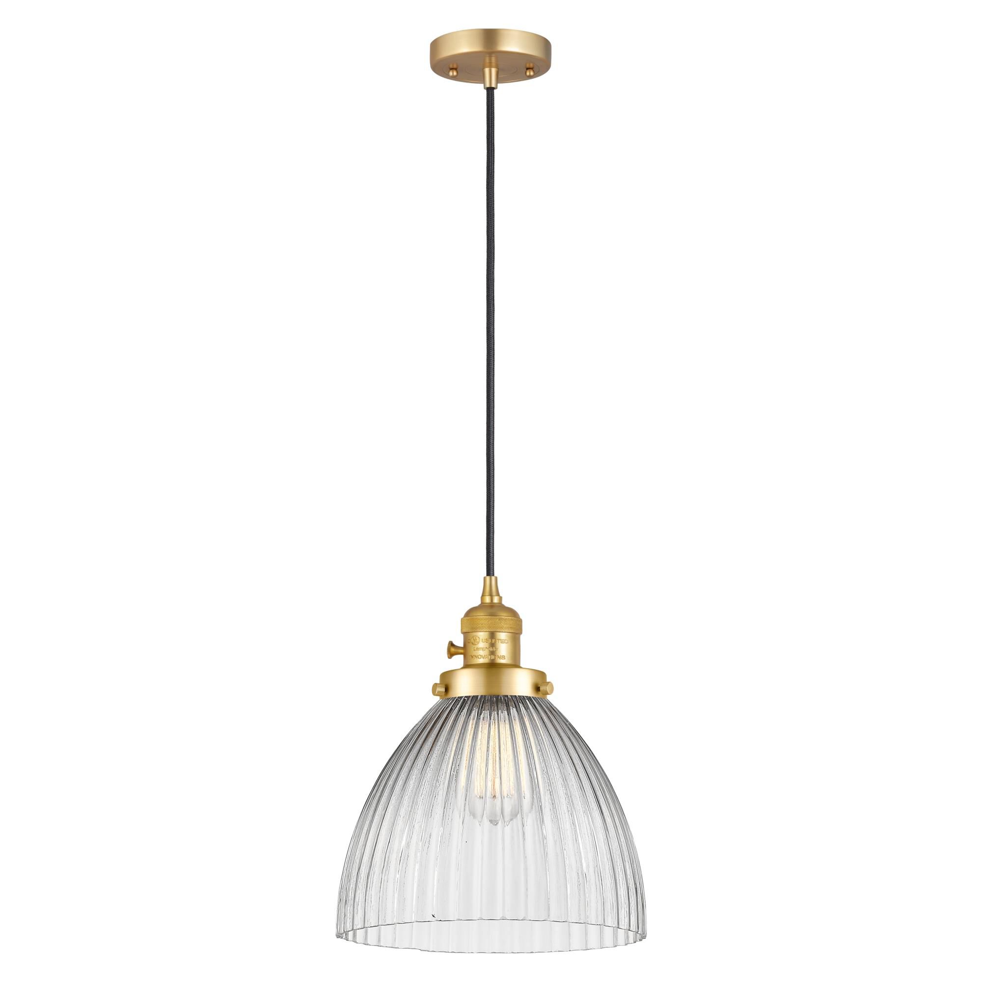 Shown in Satin Gold finish and Clear glass