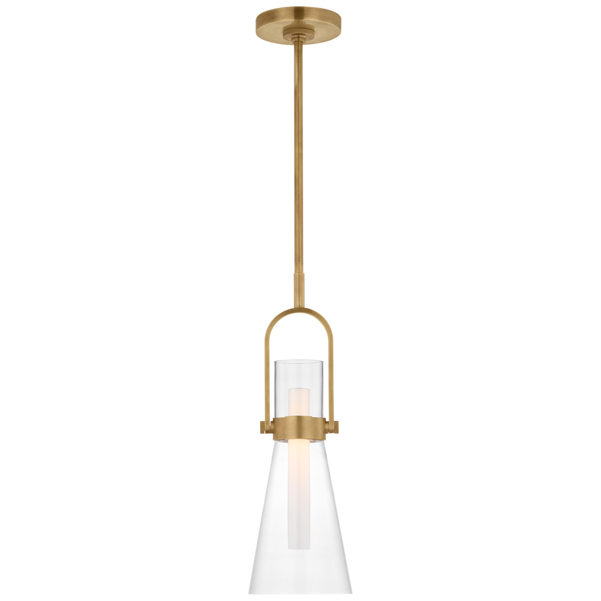 Shown in Hand-Rubbed Antique brass finish and Clear glass