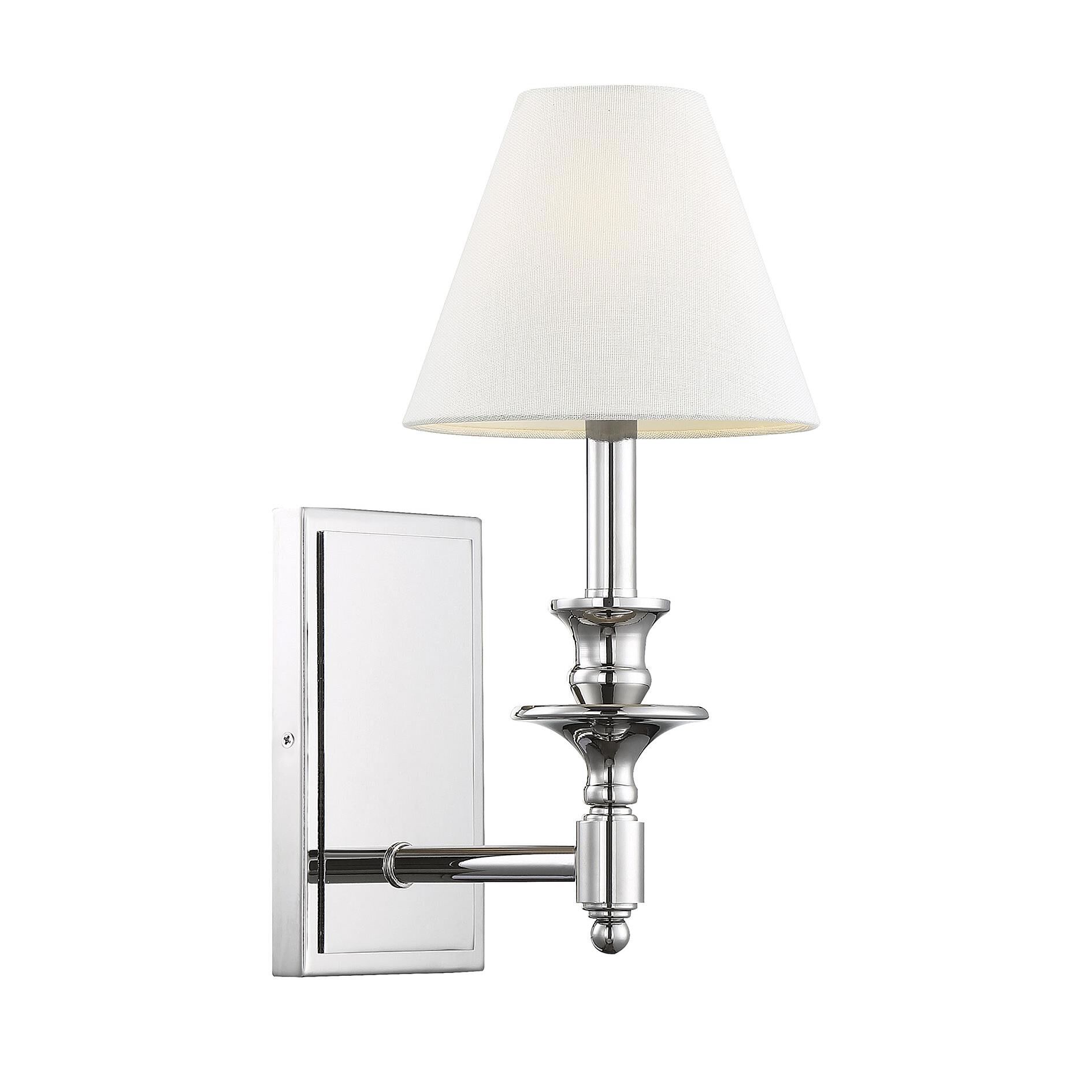 Shown in Polished Nickel finish and White Linen shade