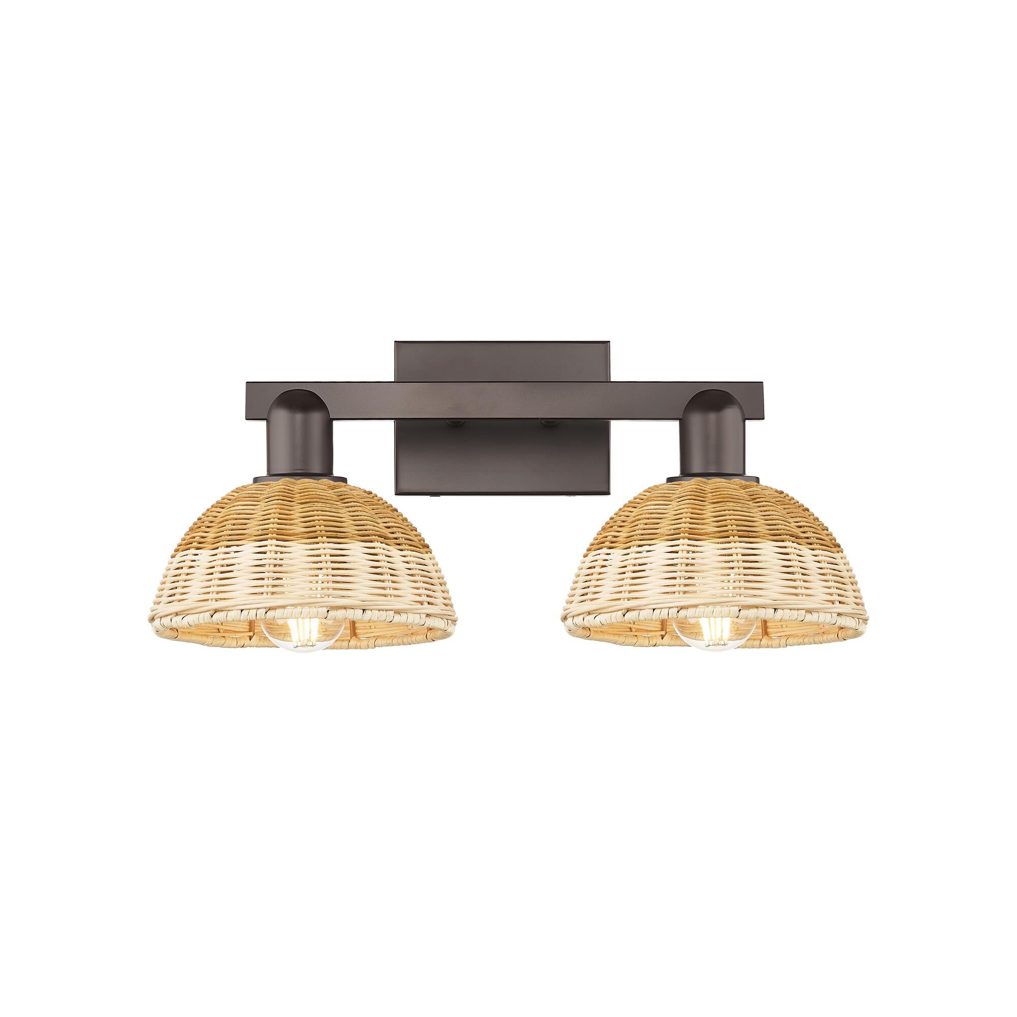 Shown in Oil Rubbed Bronze finish and Natural Fiber shade