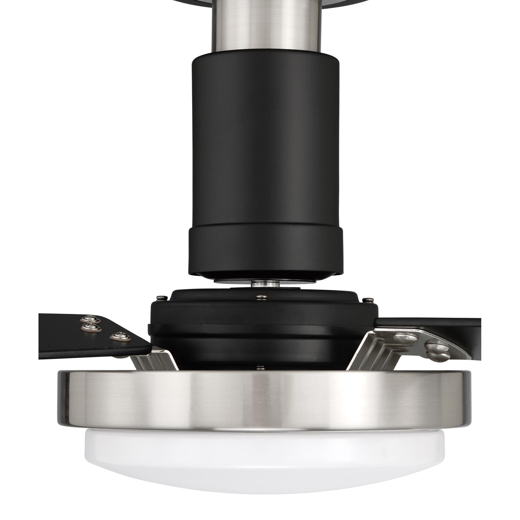 Shown in Flat Black / Brushed Polished Nickel finish and Frosted White glass