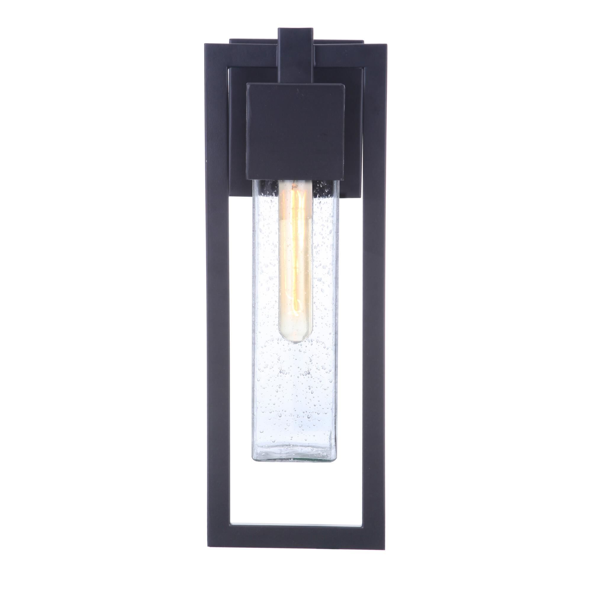 Shown in Midnight finish and Clear Seeded glass and Glass shade