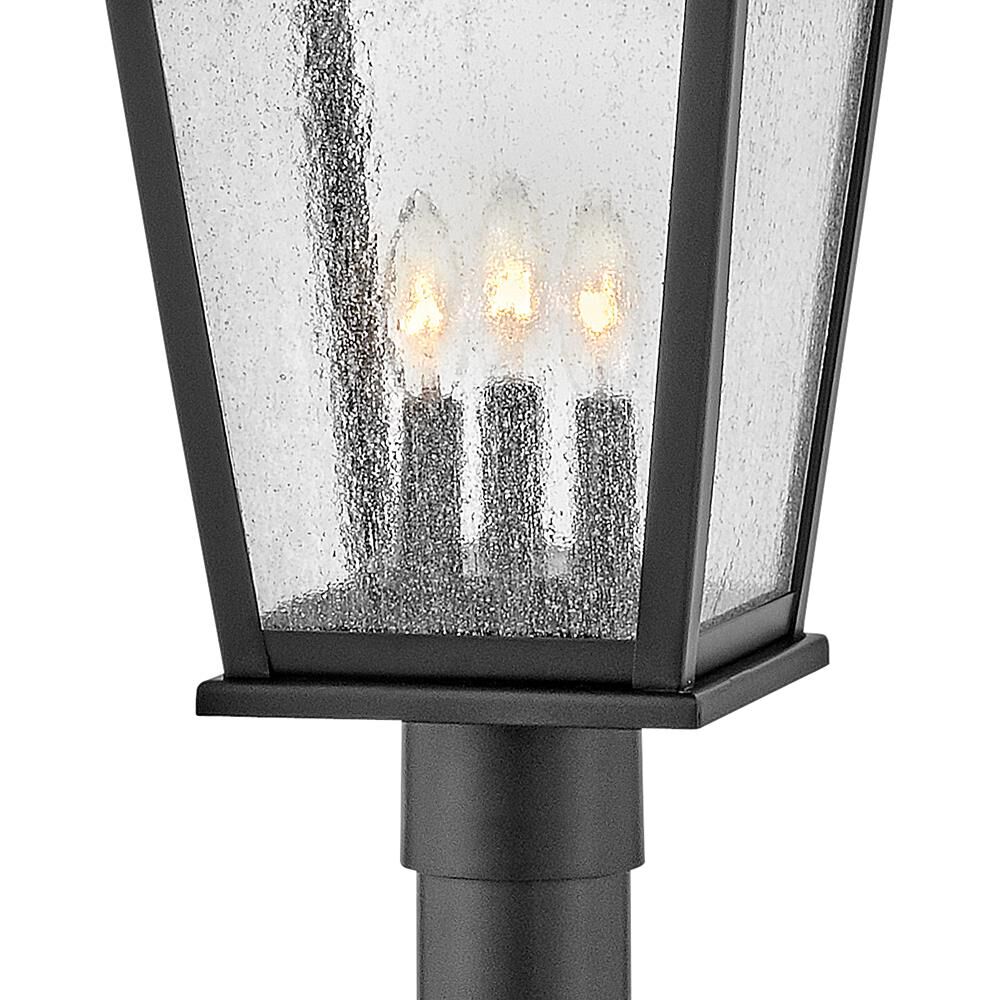 Shown in Black finish and Clear Seedy glass