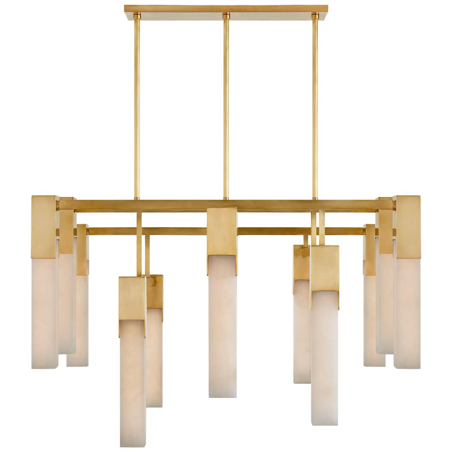 Shown in Antique-Burnished Brass finish and Alabaster glass