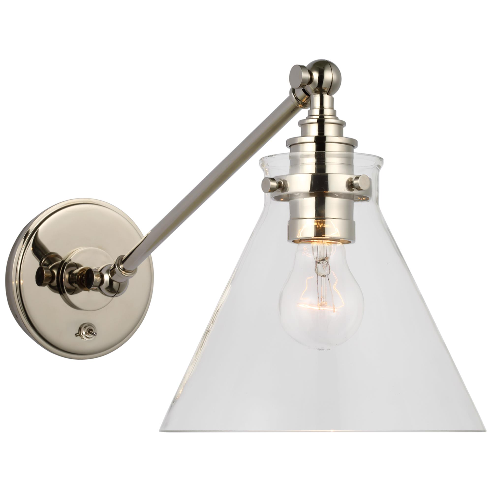 Shown in Polished Nickel finish and Clear glass