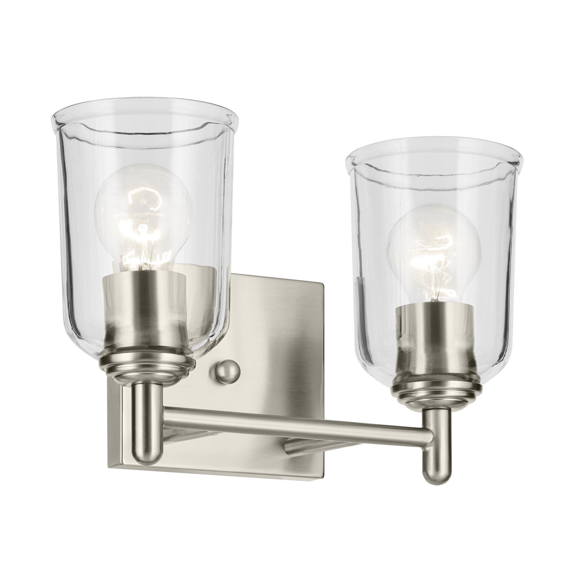 Shown in Brushed Nickel finish and Clear glass