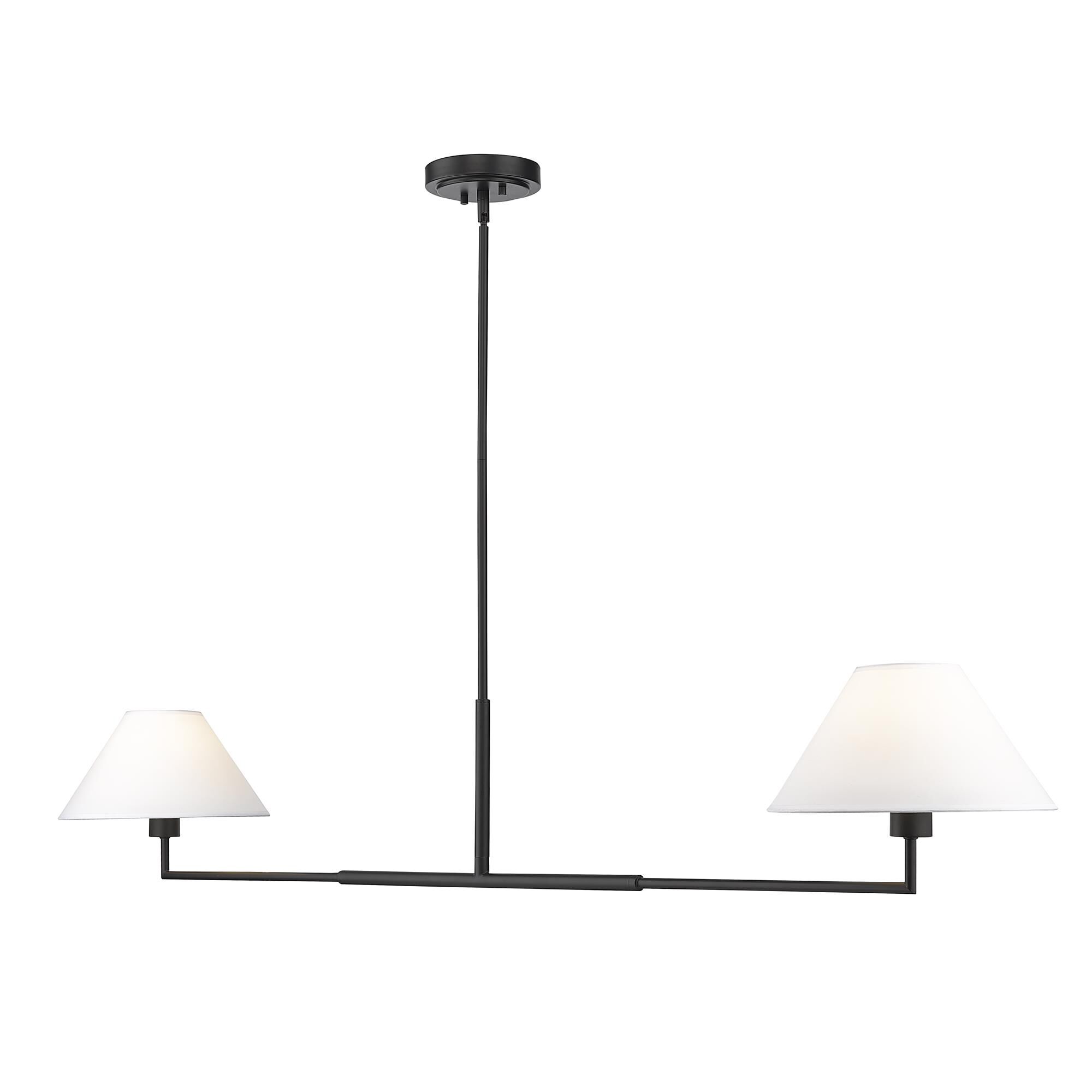Shown in Matte Black finish and White Linen glass and White Linen shade