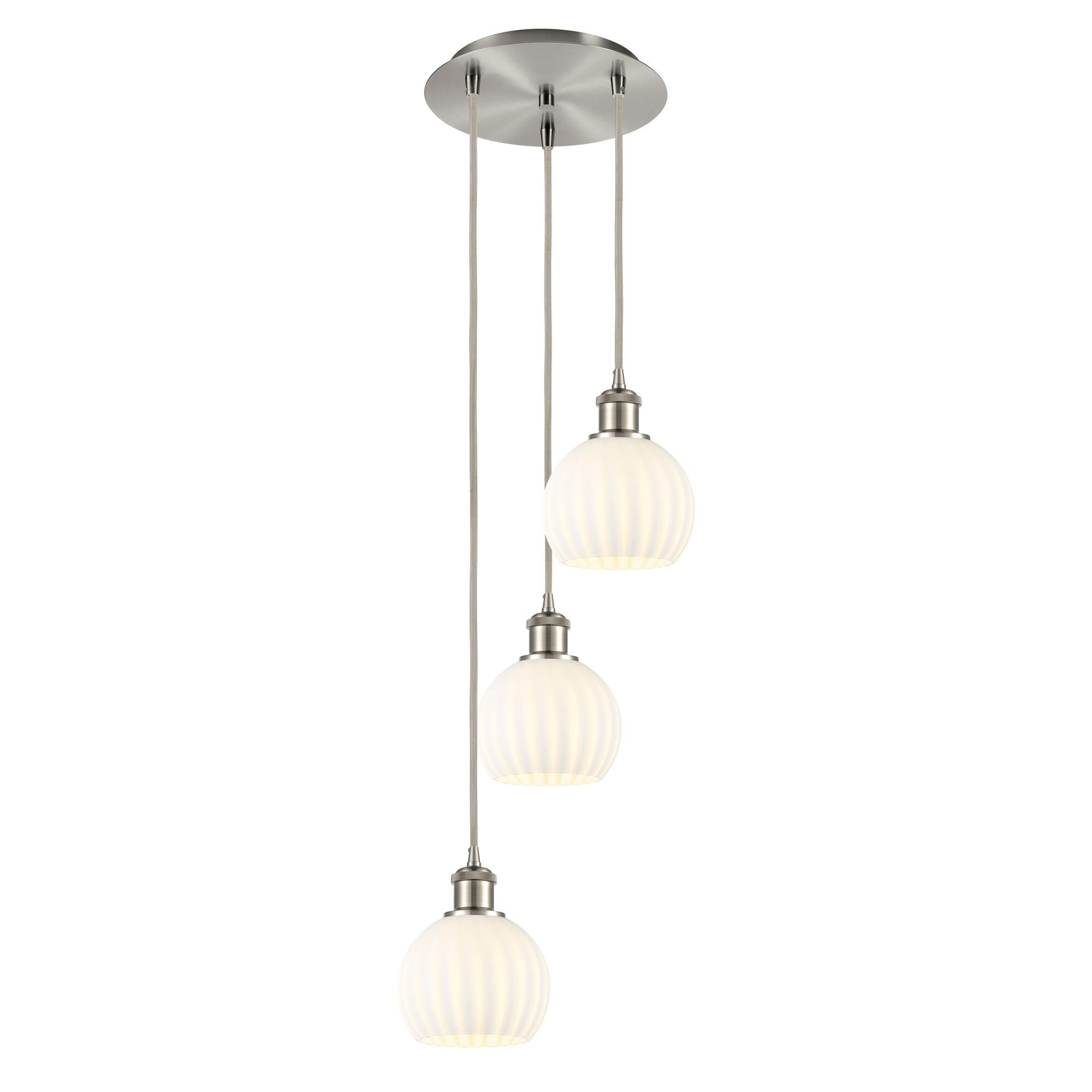 Shown in Brushed Satin Nickel finish and White Venetian glass
