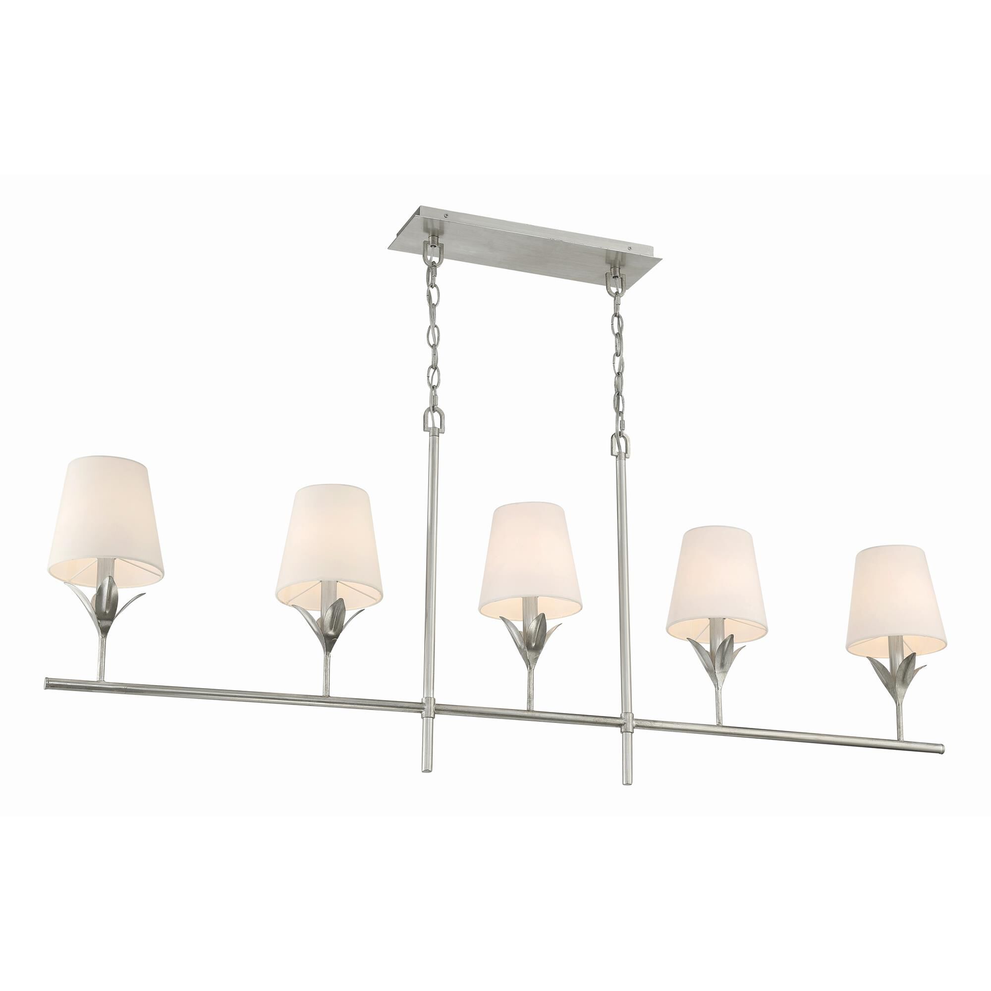 Shown in Antique Silver finish and Silk glass and Silk shade