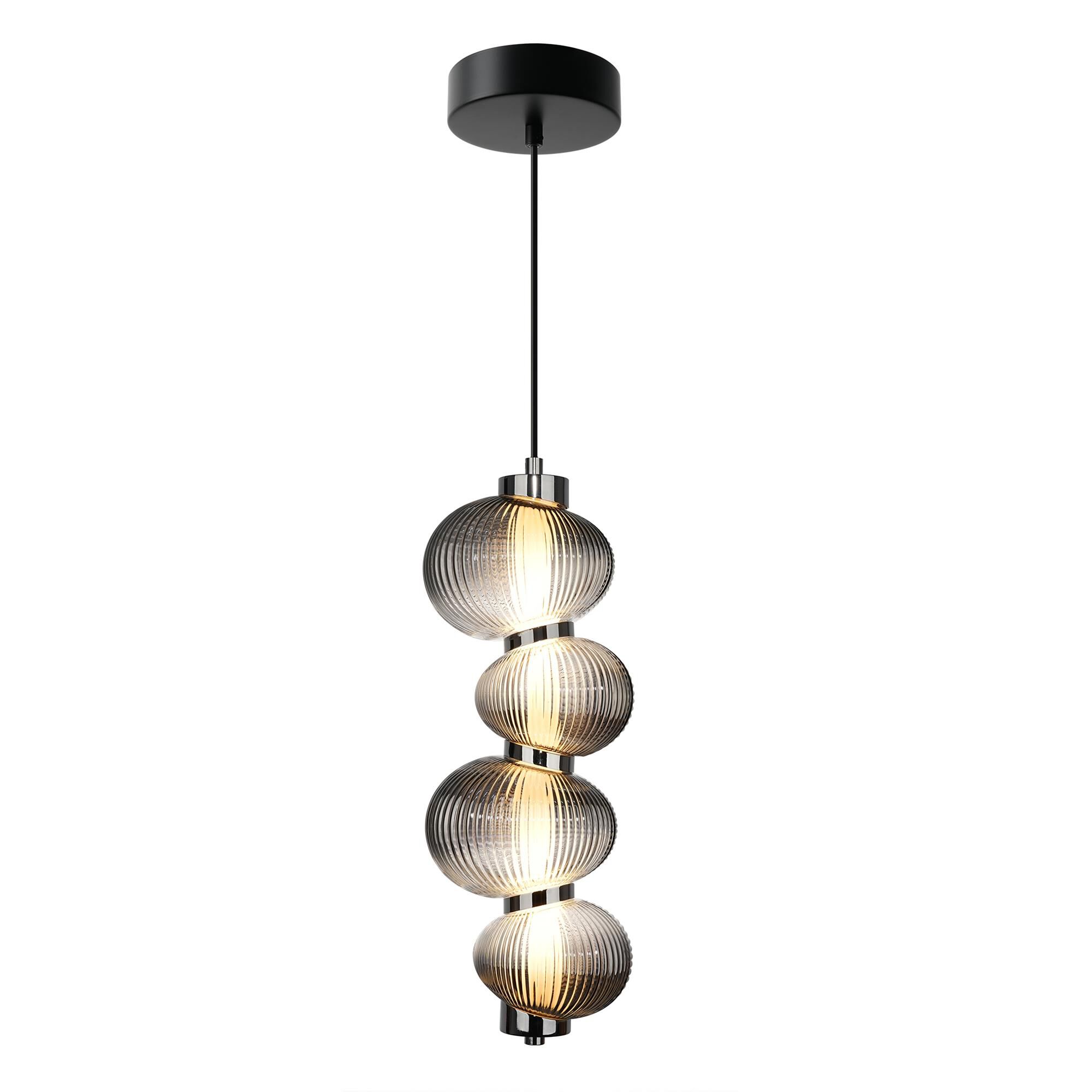 Shown in Chrome finish and Ribbed Smoke Ombre glass
