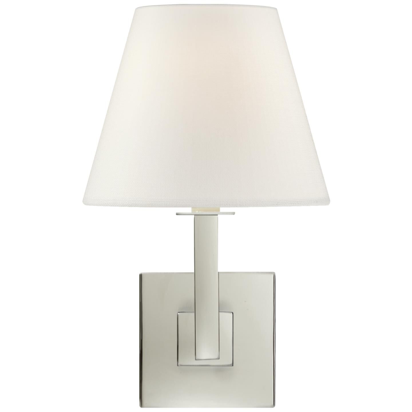 Shown in Polished Nickel finish and Linen shade