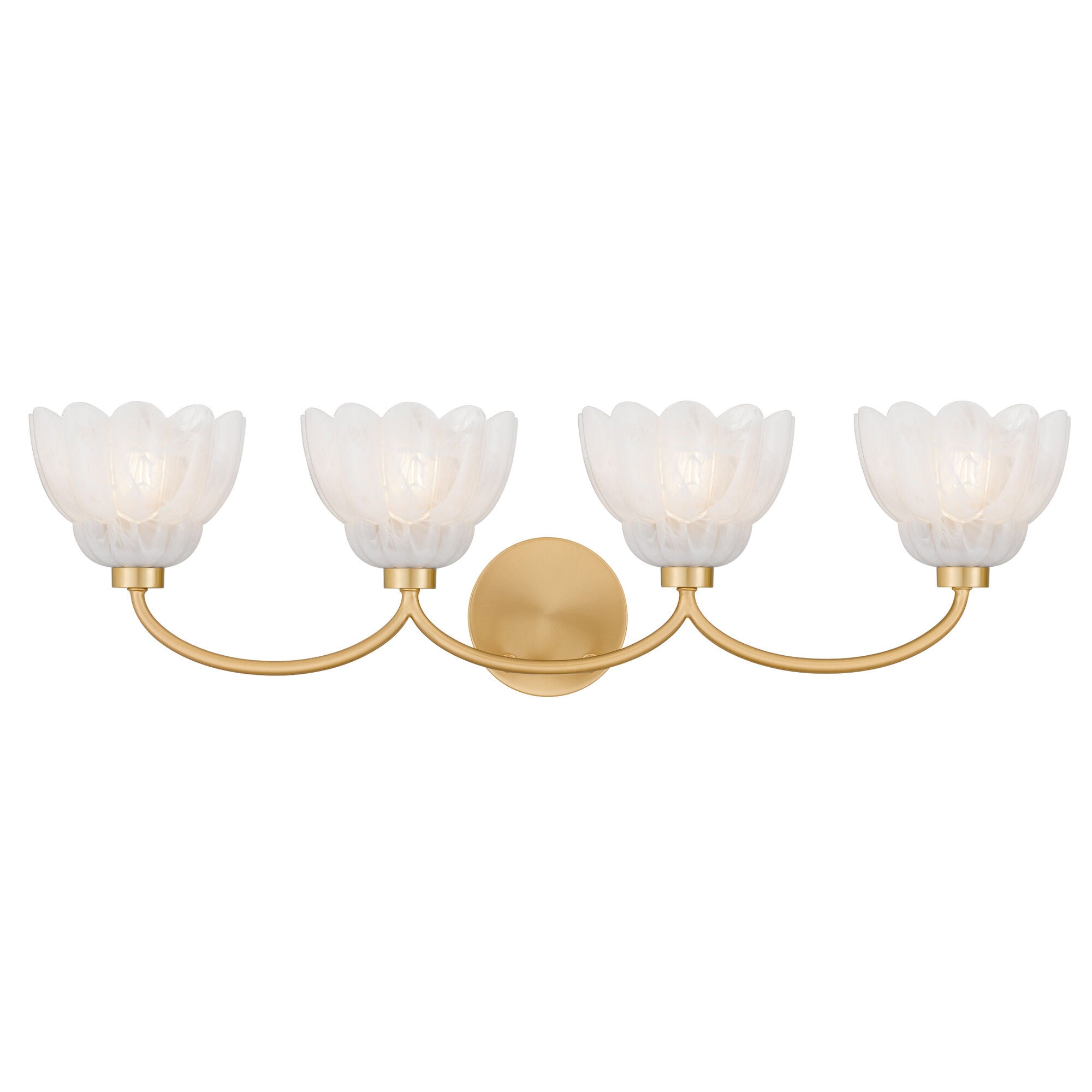 Shown in Brushed Gold finish and Alabaster Glass shade