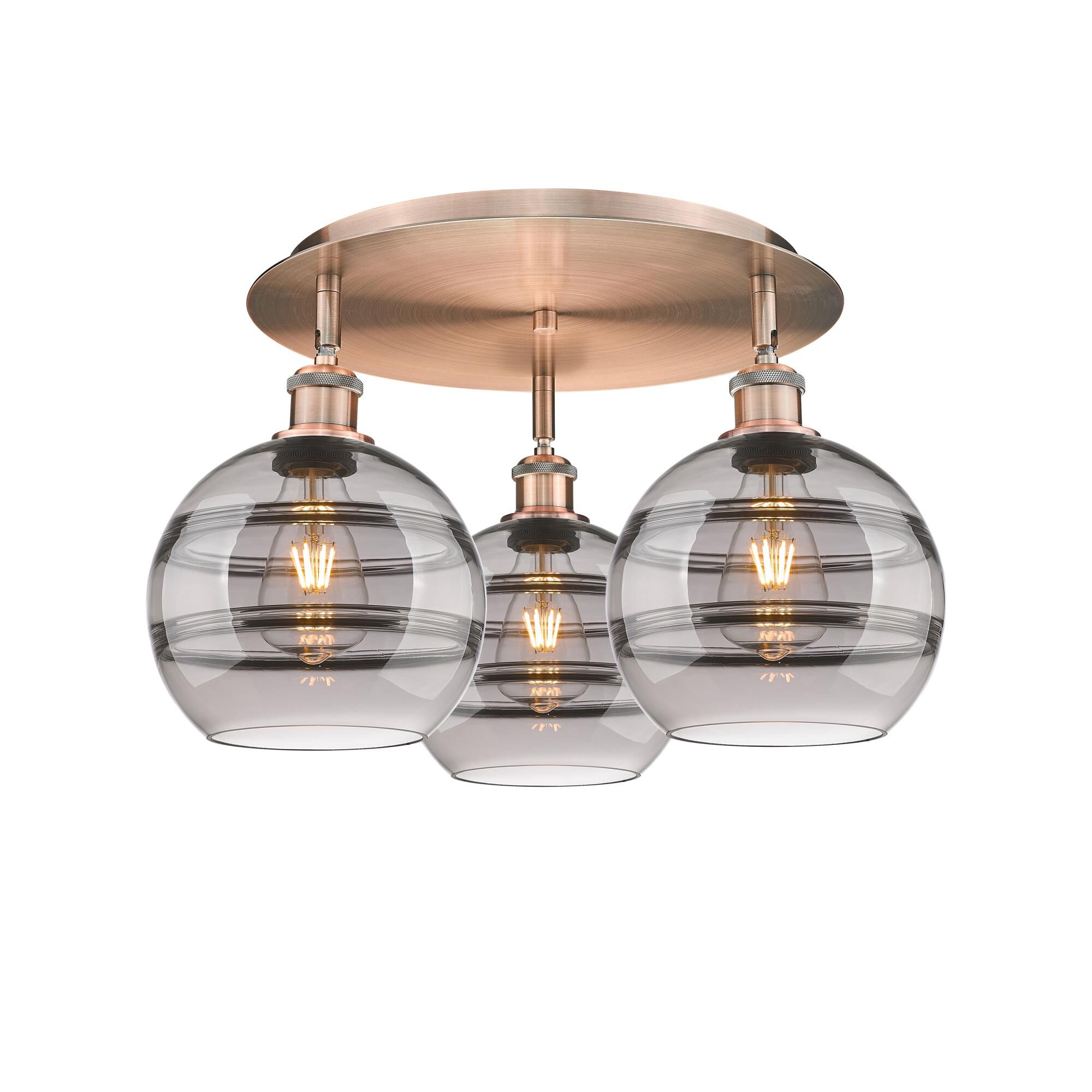 Shown in Antique Copper finish and Light Smoke glass