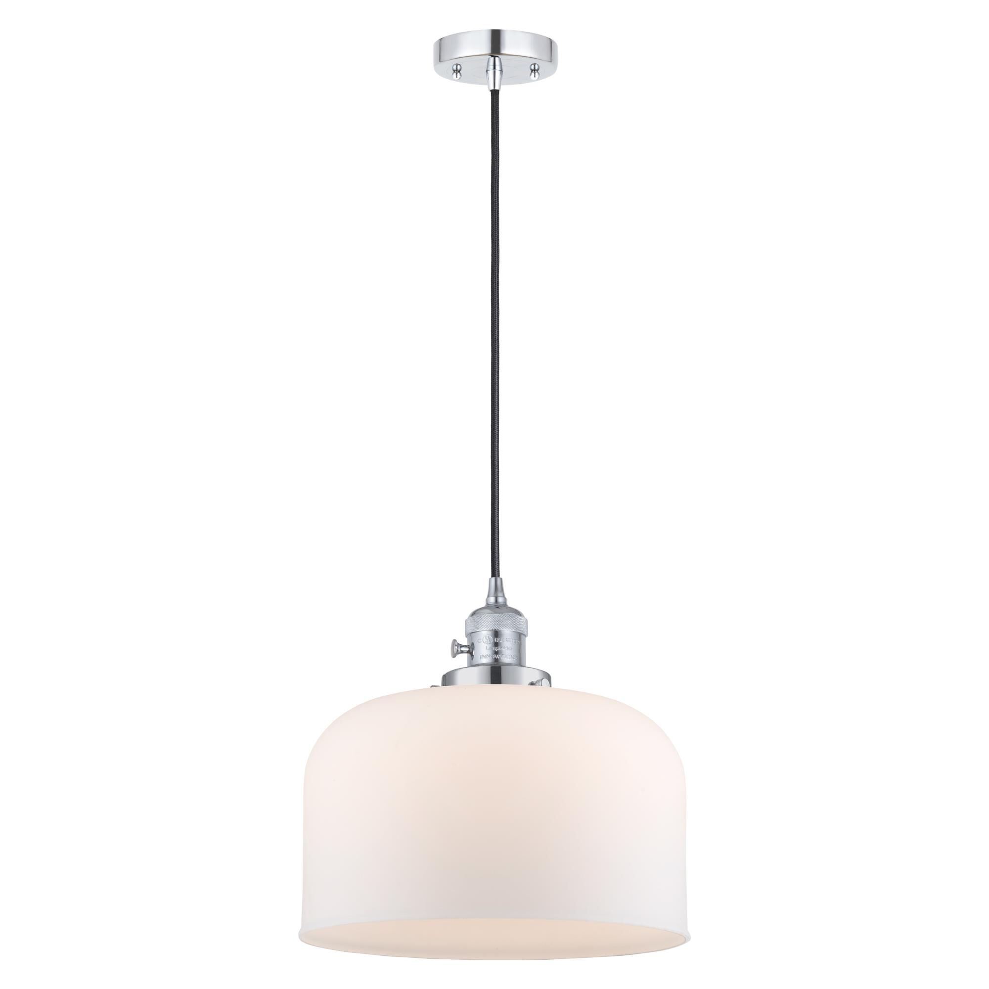 Shown in Polished Chrome finish and Matte White Cased glass