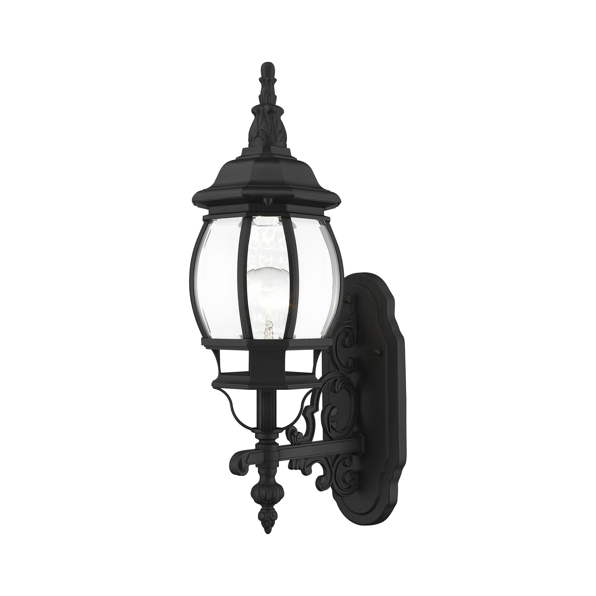 Shown in Textured Black finish and Clear Beveled glass and Clear Beveled Glass shade