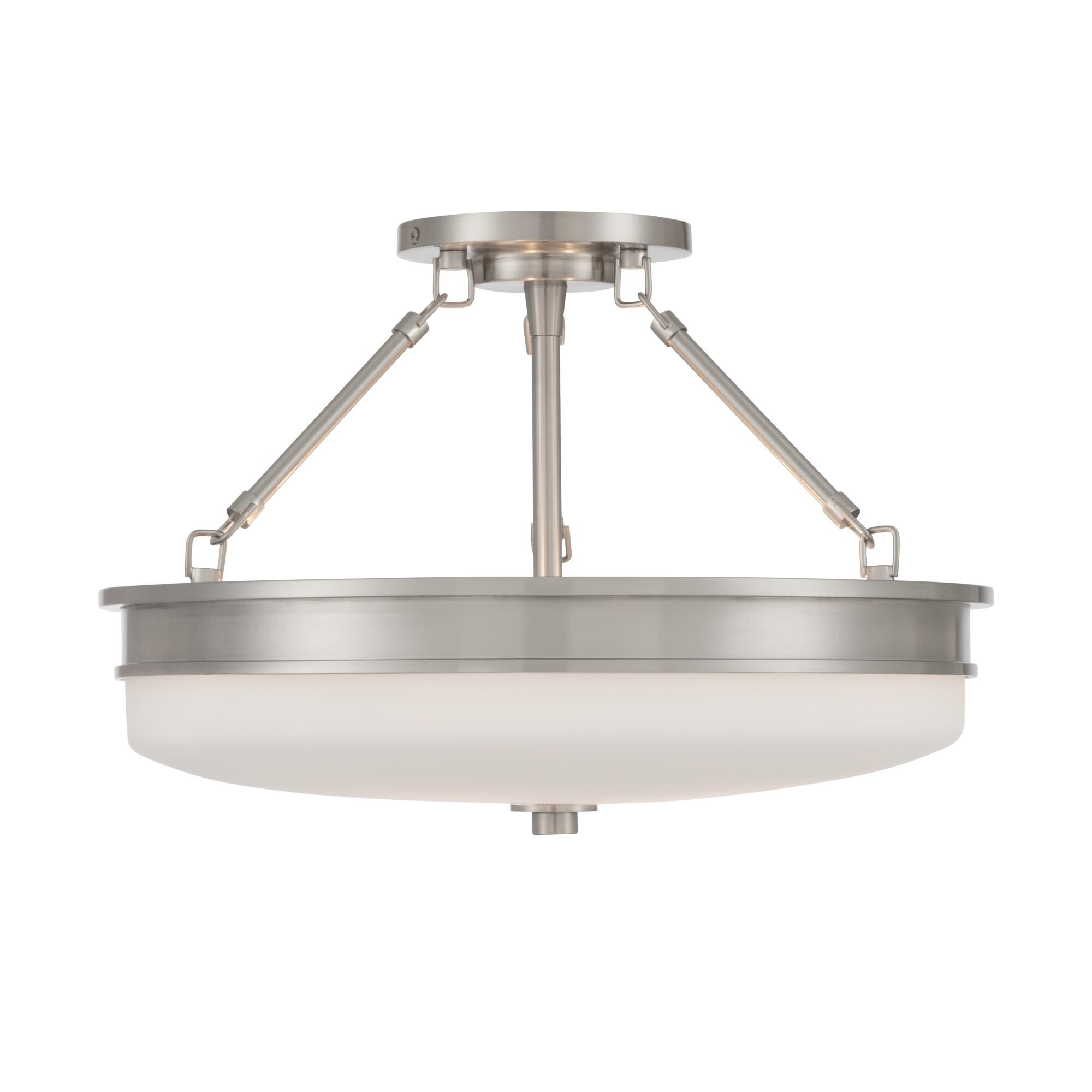 Shown in Brushed Nickel finish and Etched Opal glass