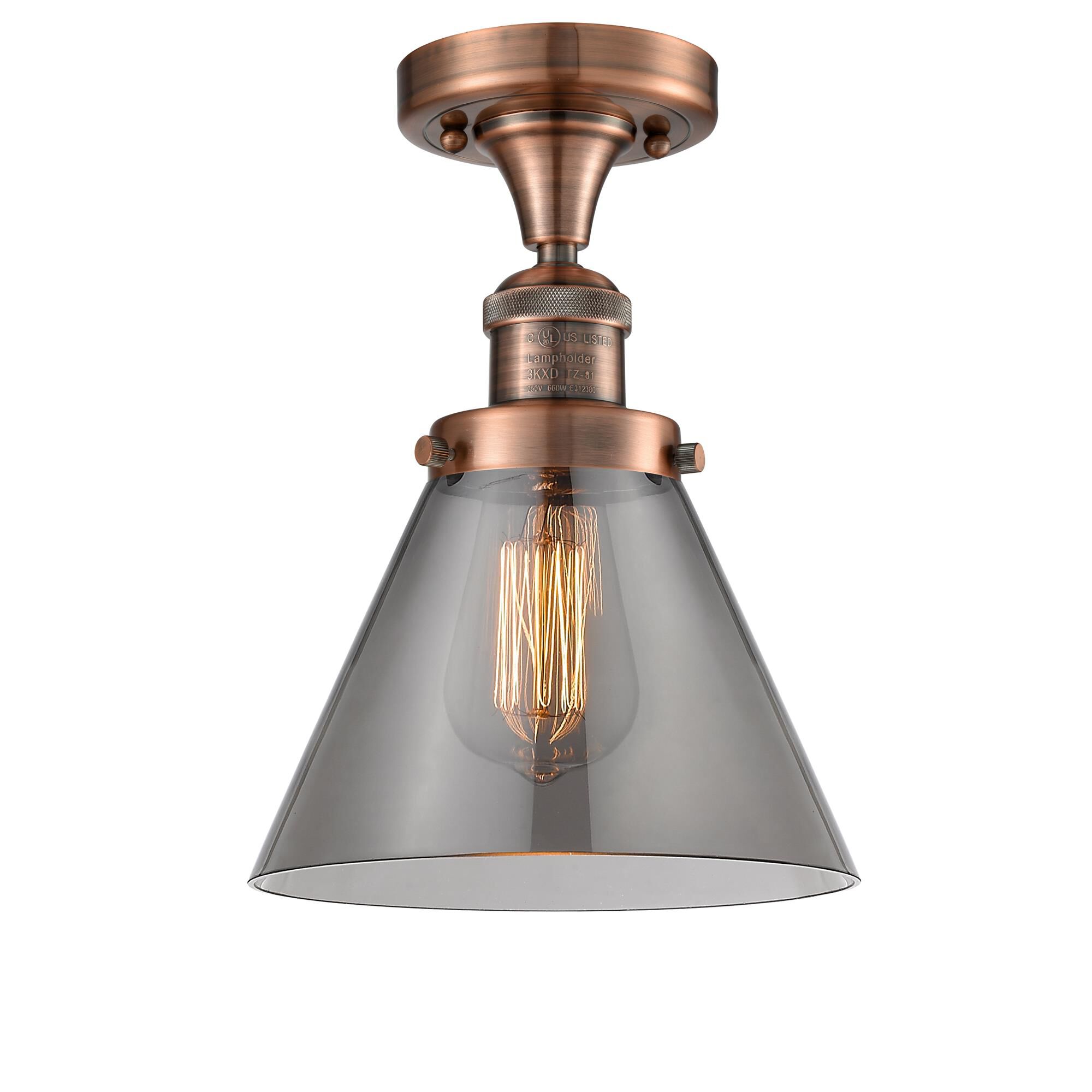 Shown in Antique Copper finish and Smoked glass