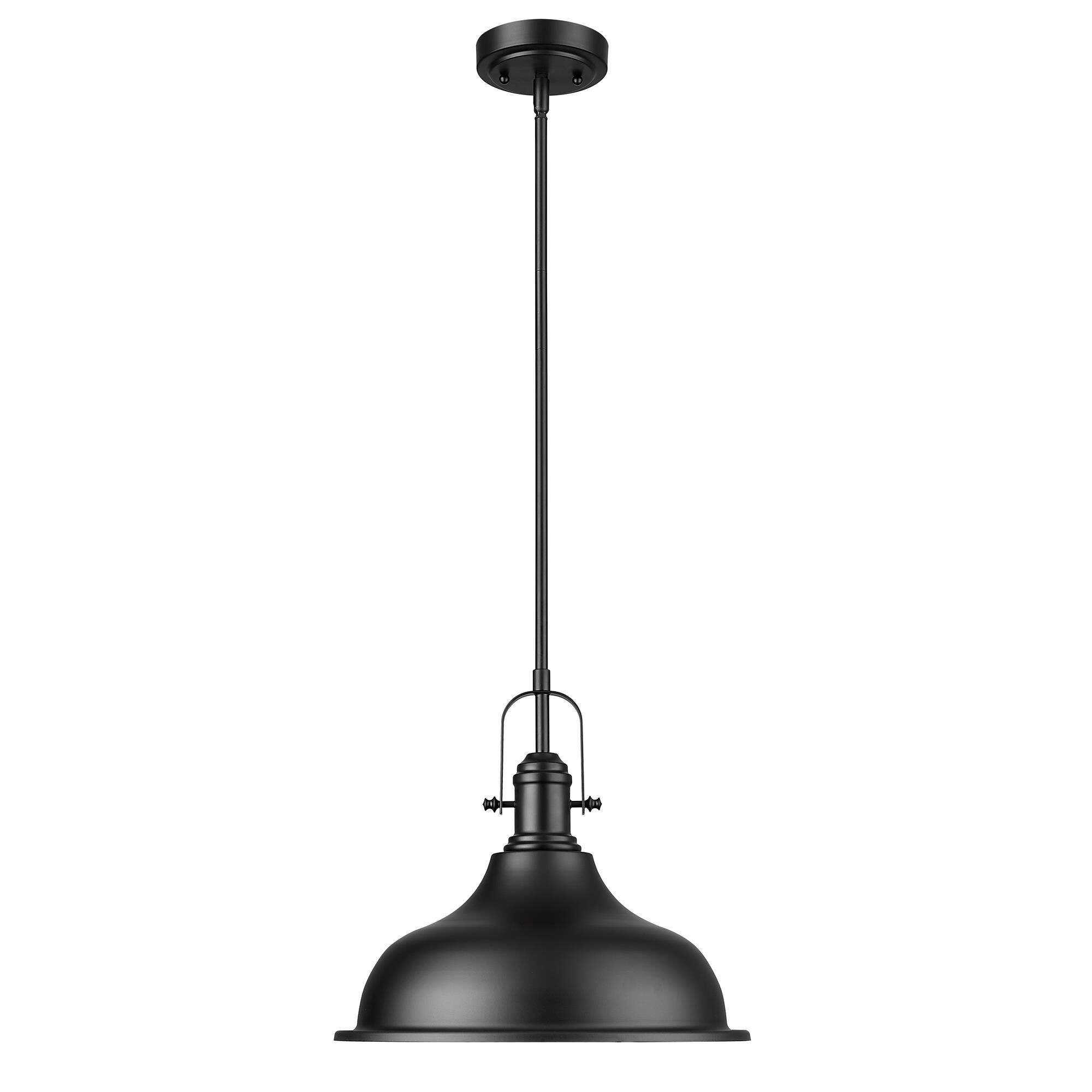 Shown in Matte Black finish and Matte Black glass and Matte Black Metal Dome Shaped shade