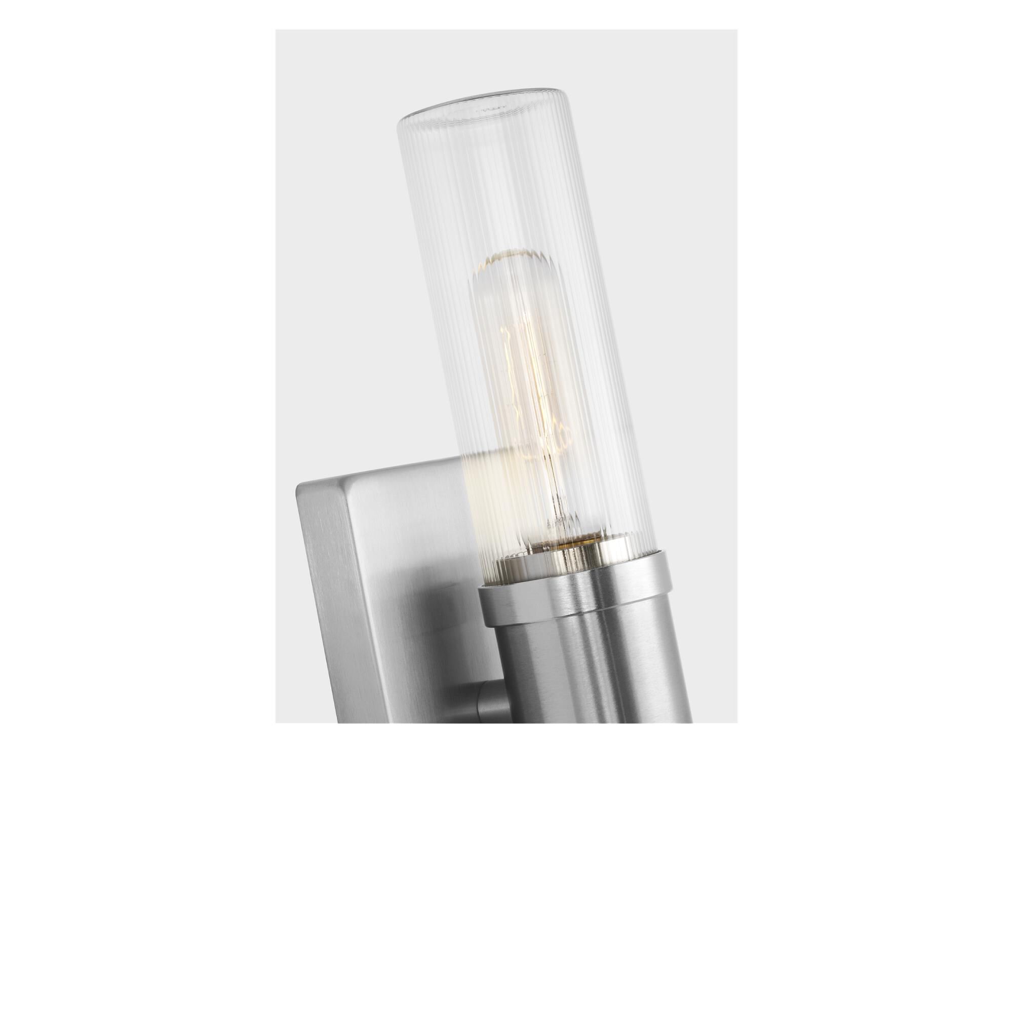 Shown in Brushed Nickel finish and Clear Fluted glass