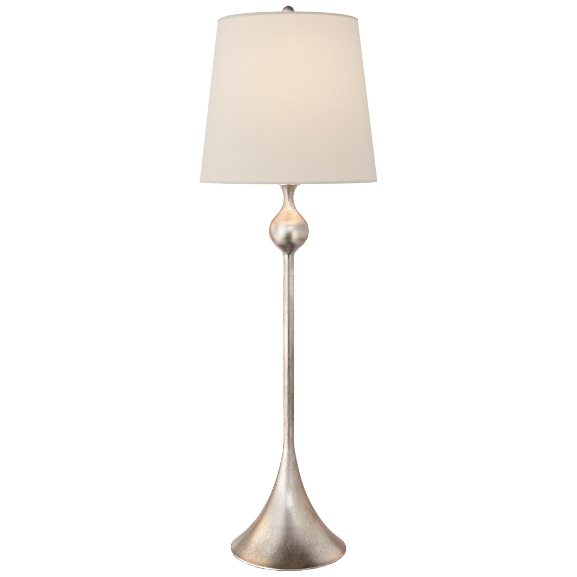 Shown in Burnished Silver Leaf finish and Linen shade