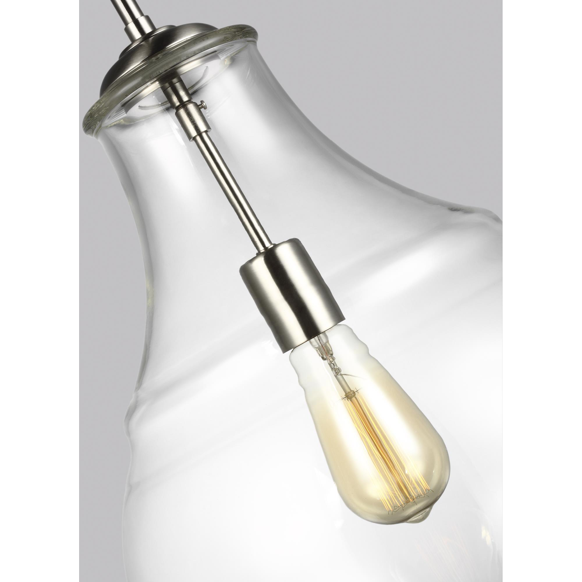Shown in Satin Nickel finish and Clear glass