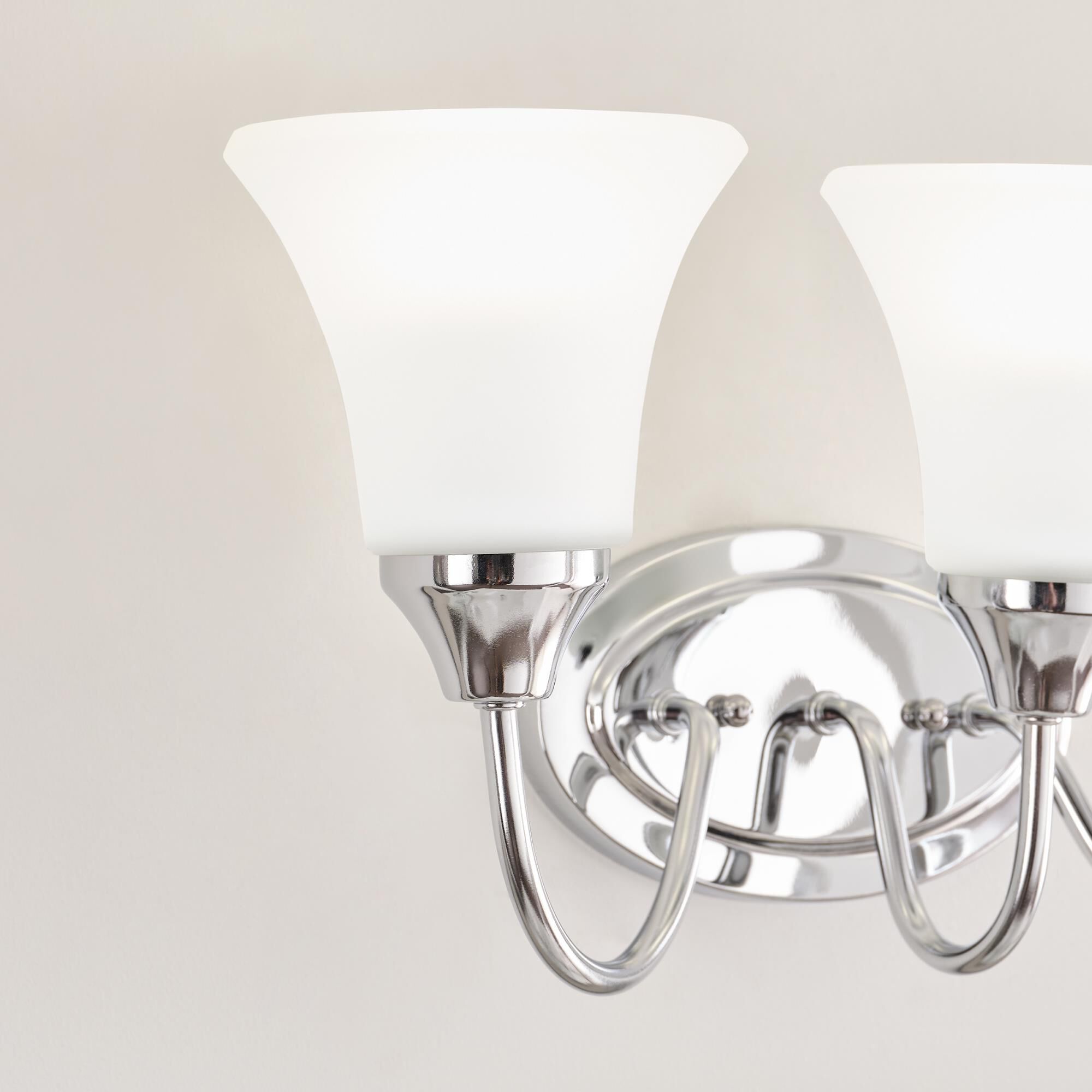 Shown in Chrome finish and Satin Etched glass