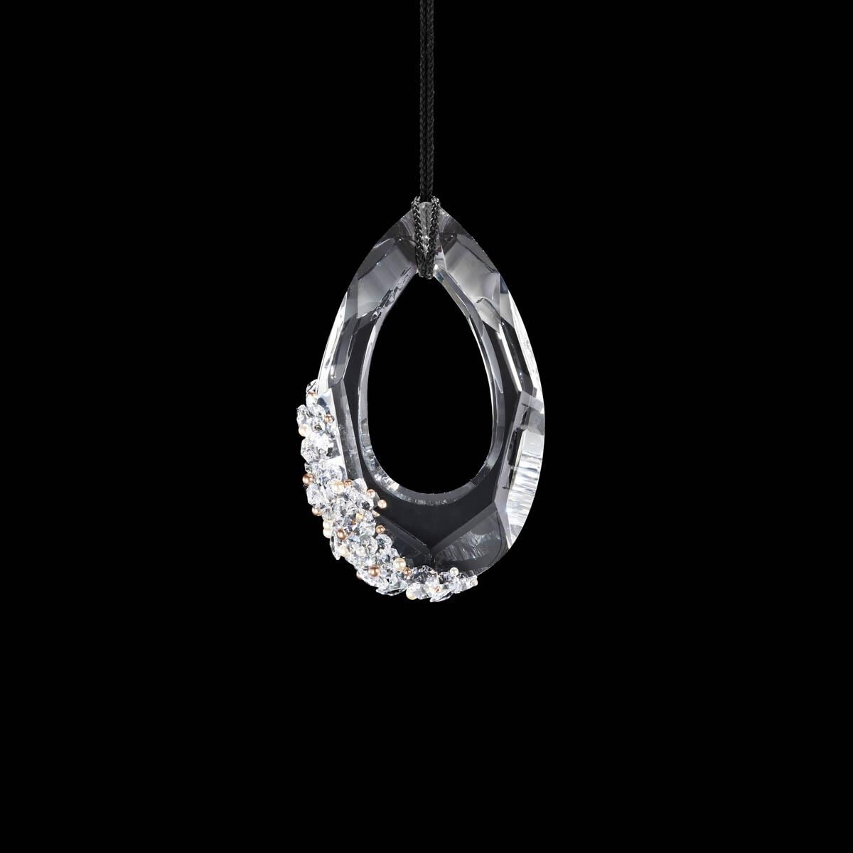 Shown in Polished Chrome With Black Rope finish and Radiance crystal and Crystal glass