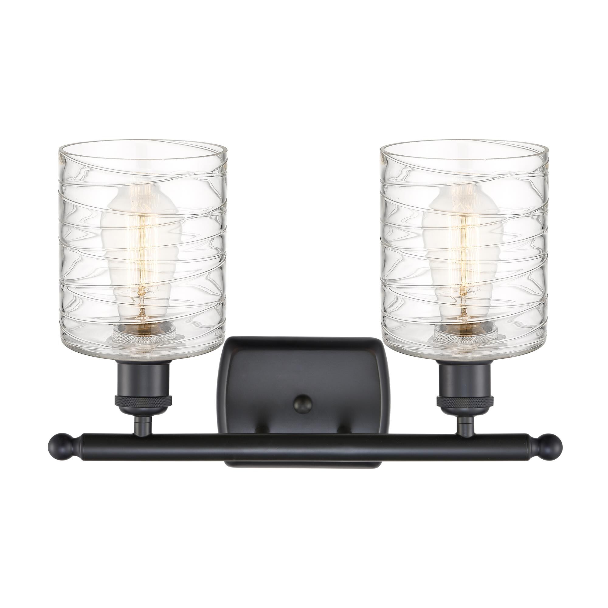 Shown in Matte Black finish and Deco Swirl glass