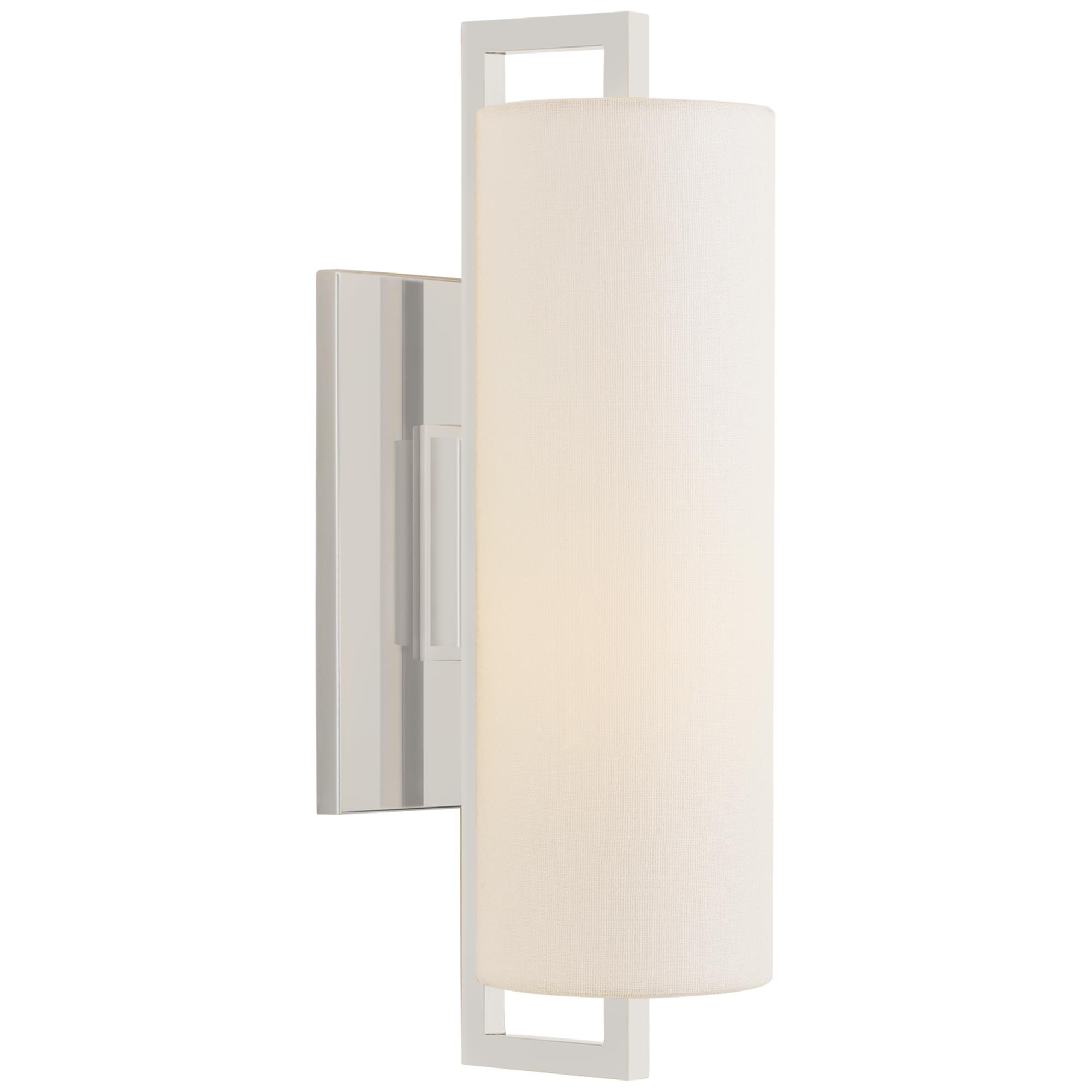 Shown in Polished Nickel finish and Linen shade