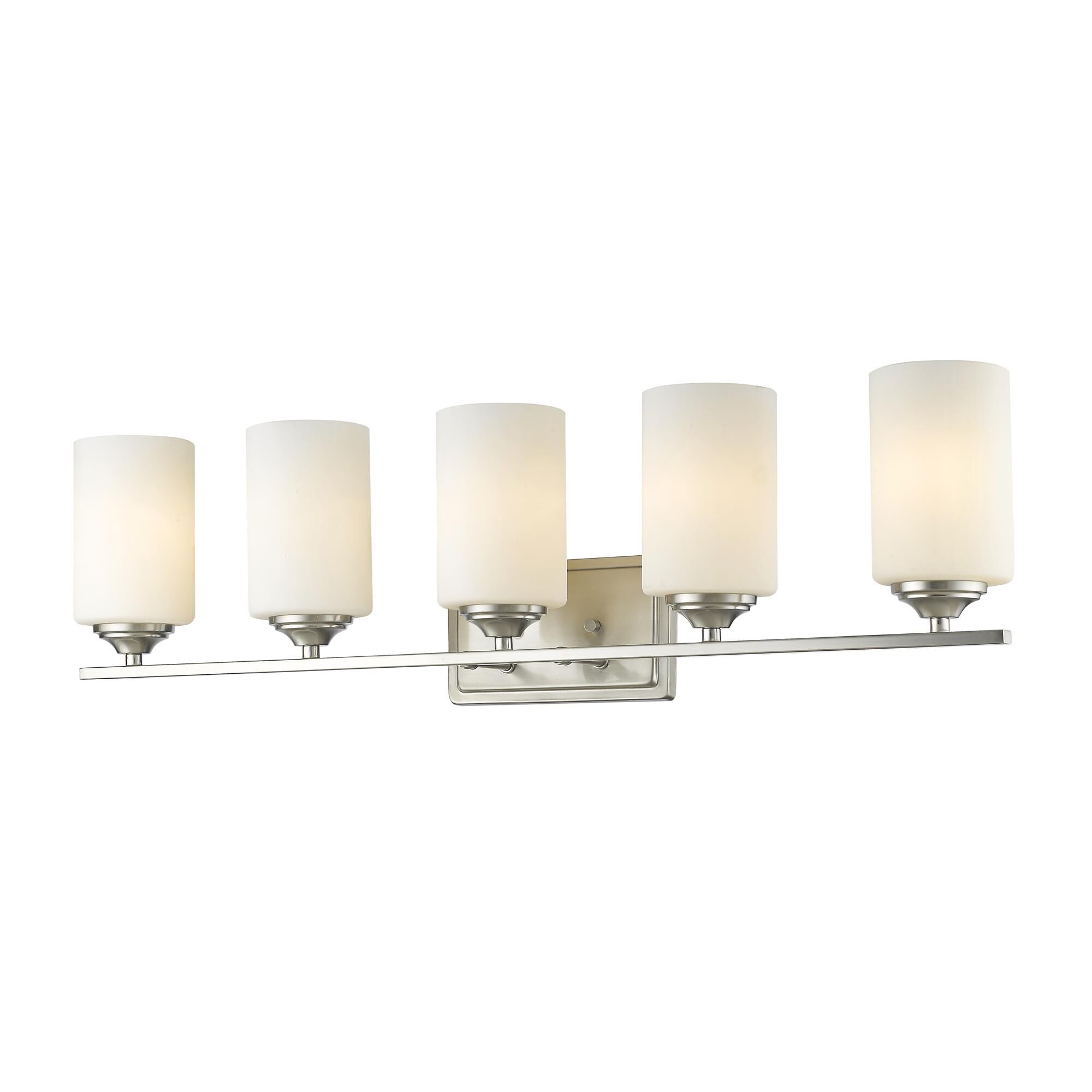 Shown in Brushed Nickel finish and Glass shade