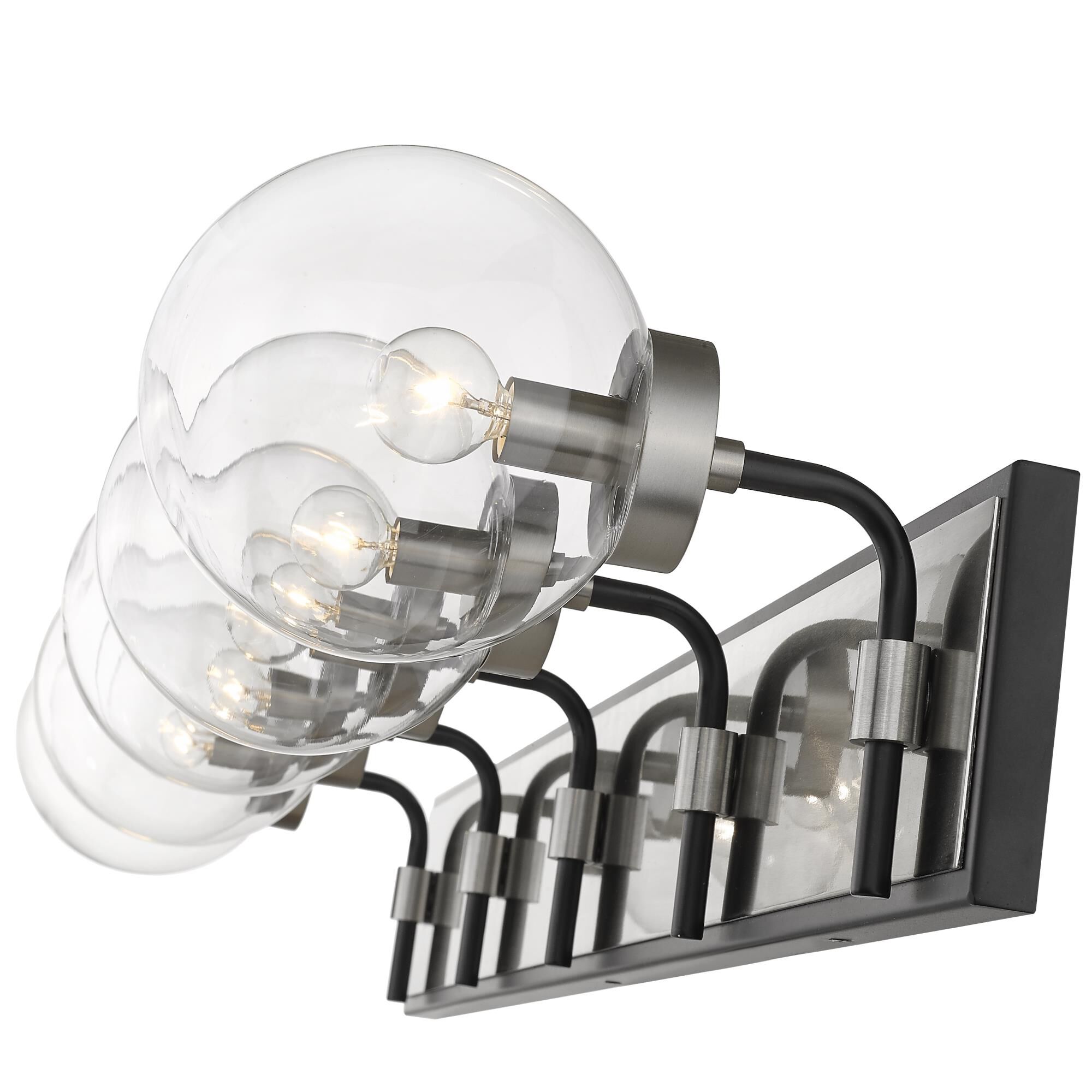 Shown in Matte Black + Brushed Nickel finish and Glass shade